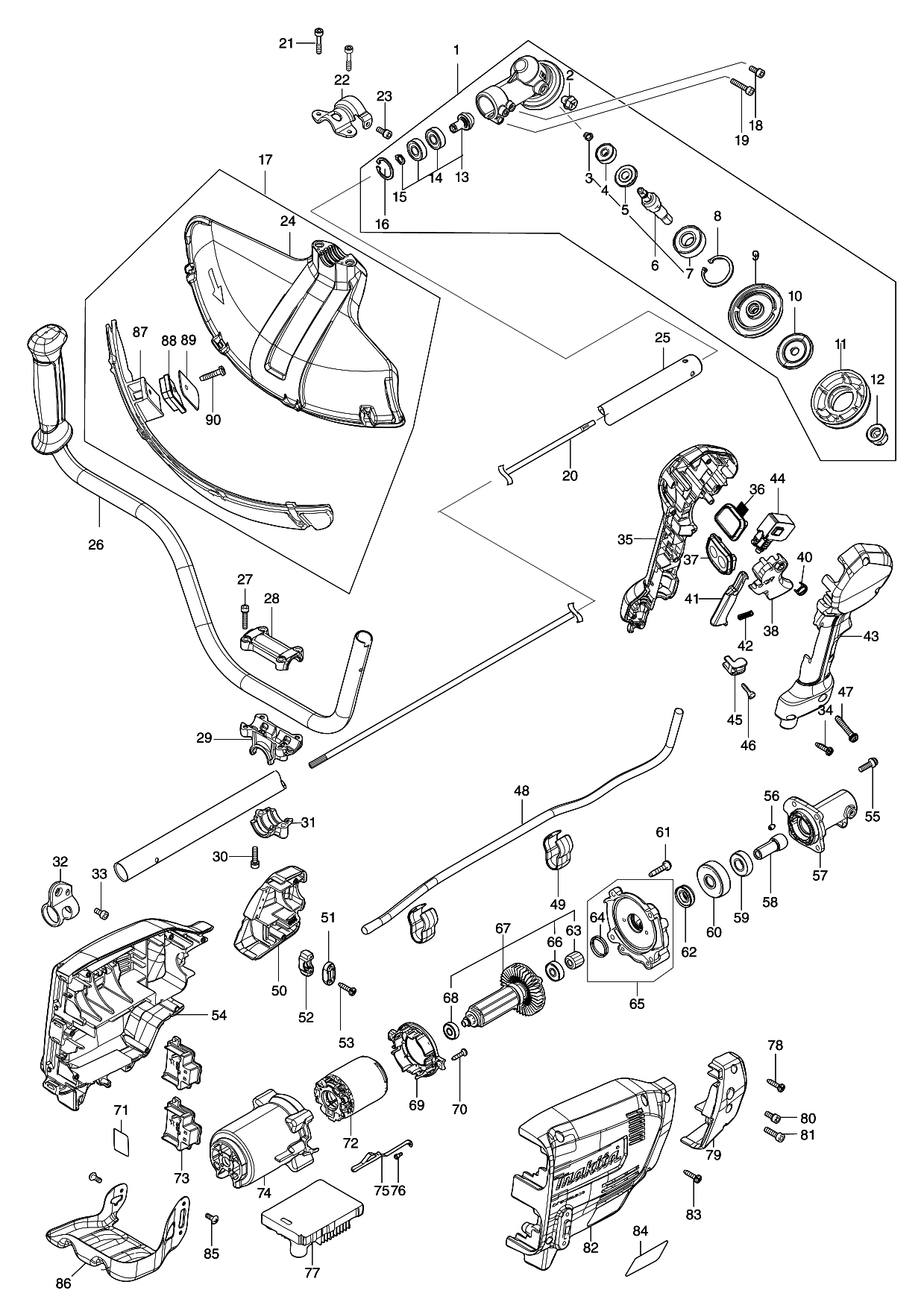 Makita DUR369A parts diagram, sheet 1