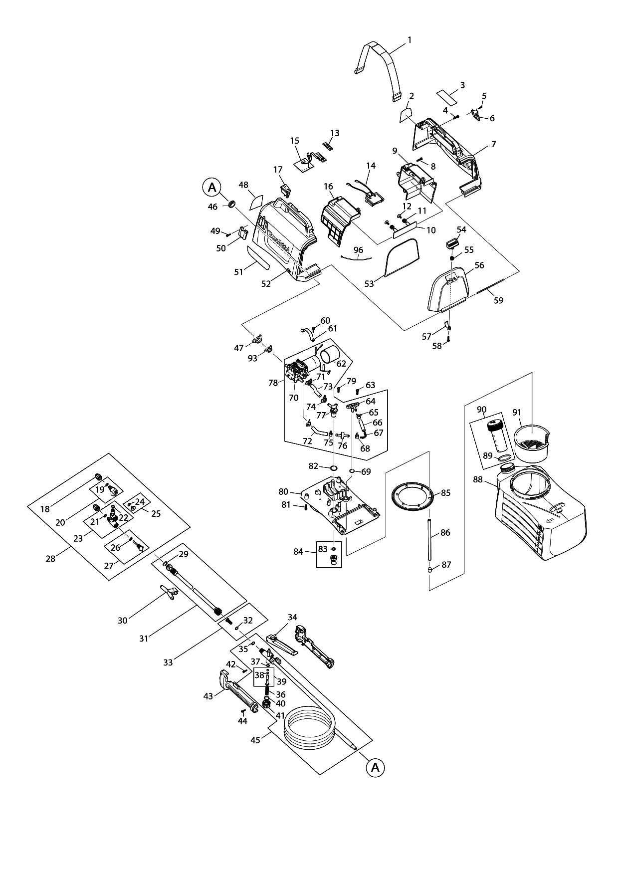 Makita DUS054 parts diagram, sheet 1