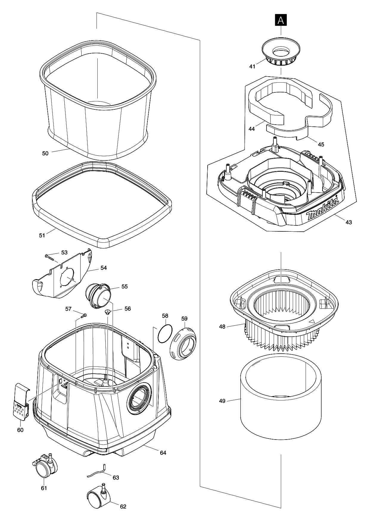 Makita DVC157L parts diagram, sheet 2