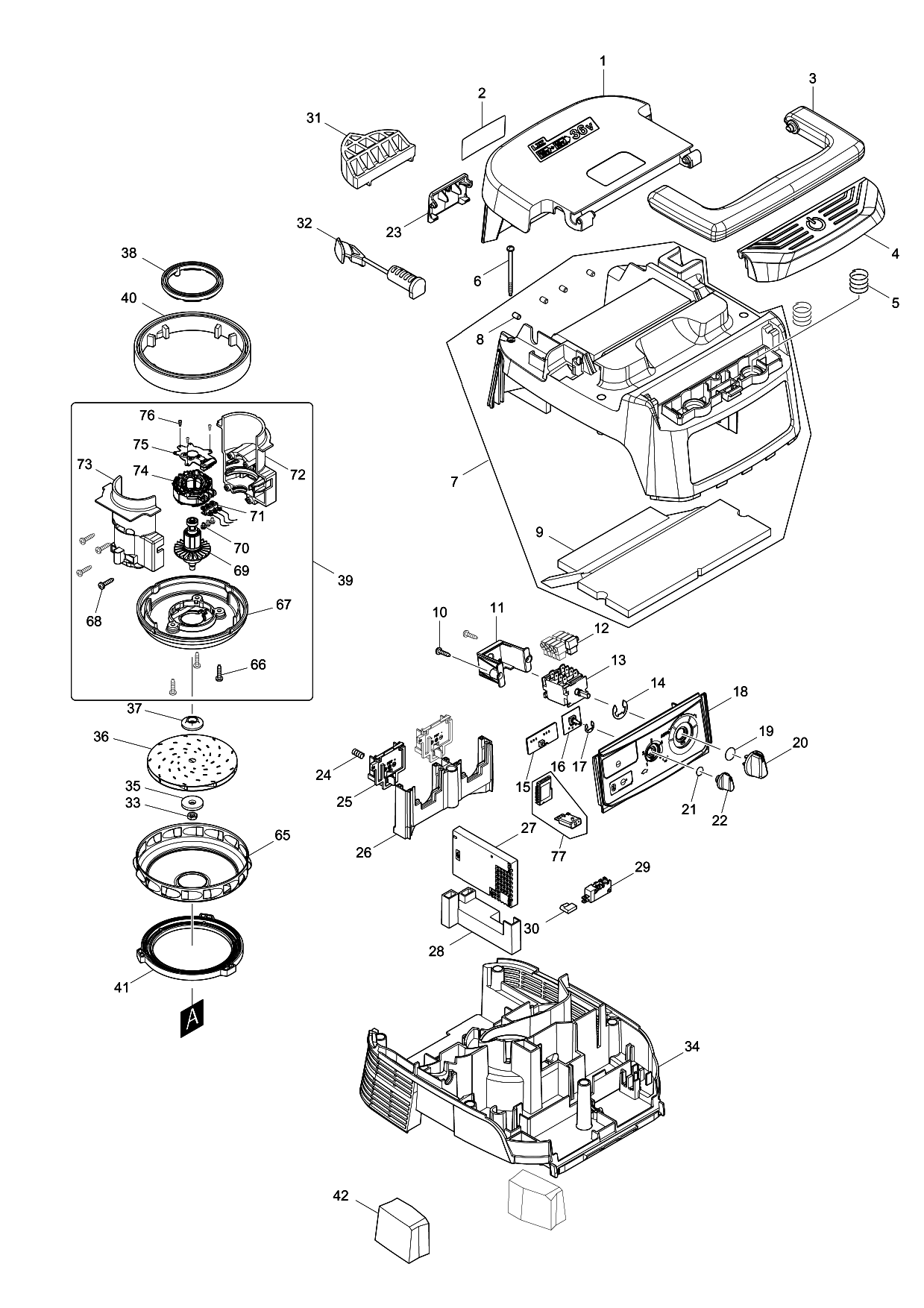 Makita DVC864L parts diagram, sheet 1