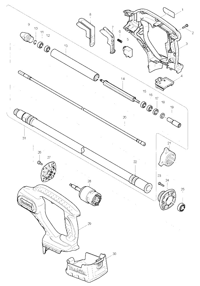 Makita DVR450 parts diagram, sheet 1