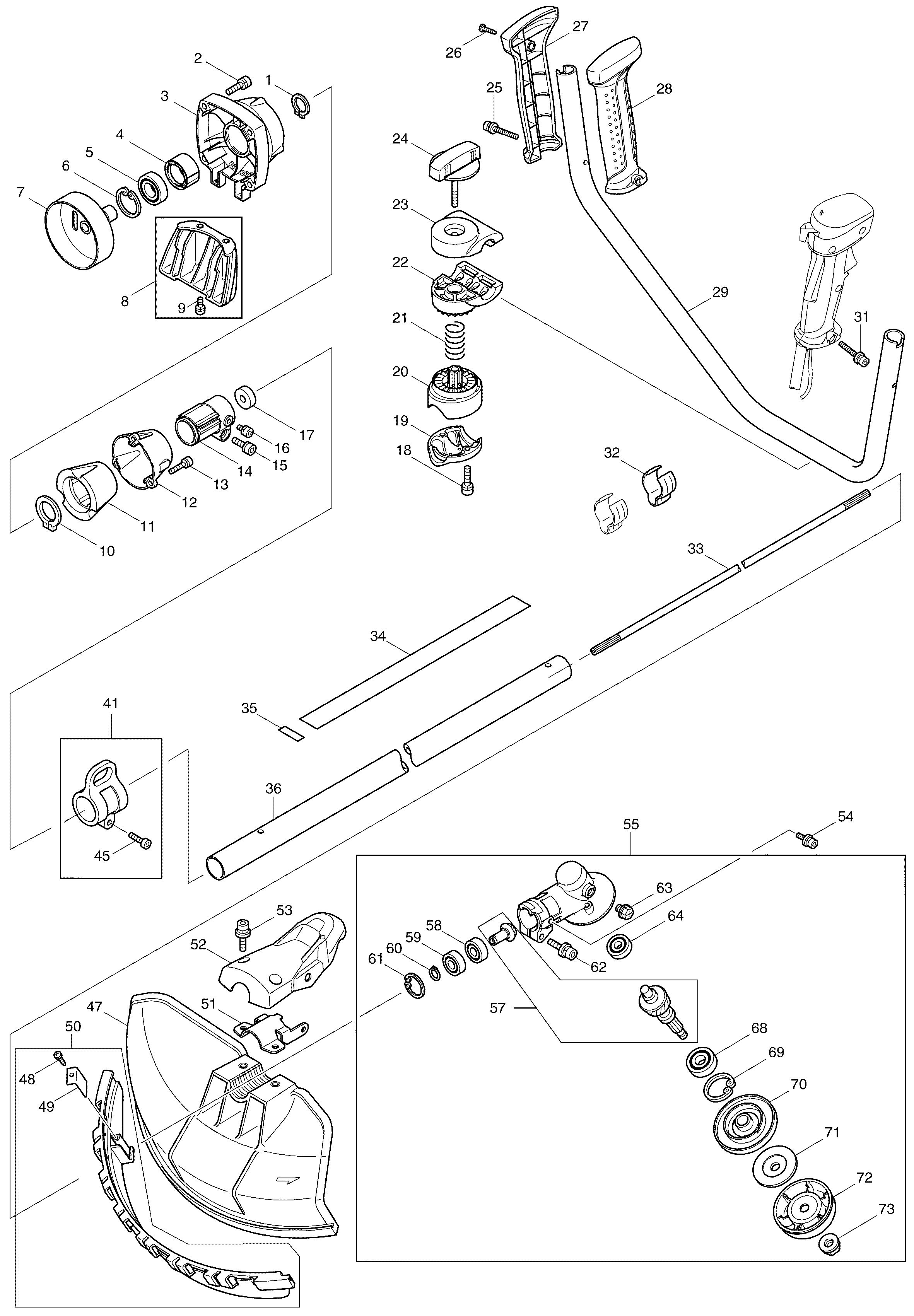 Makita EBH341U parts diagram, sheet 1