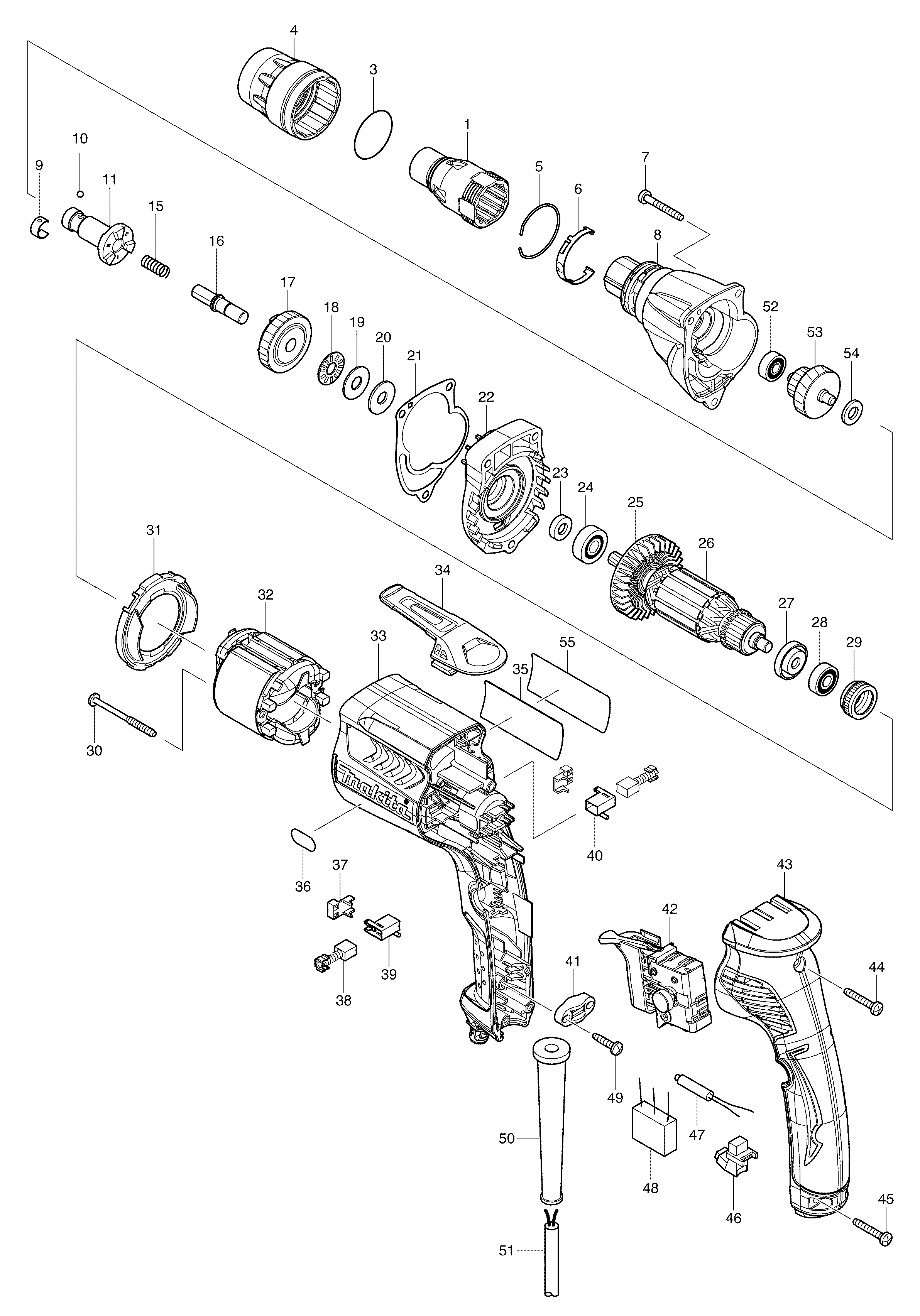 Makita FS2500 parts diagram, sheet 1
