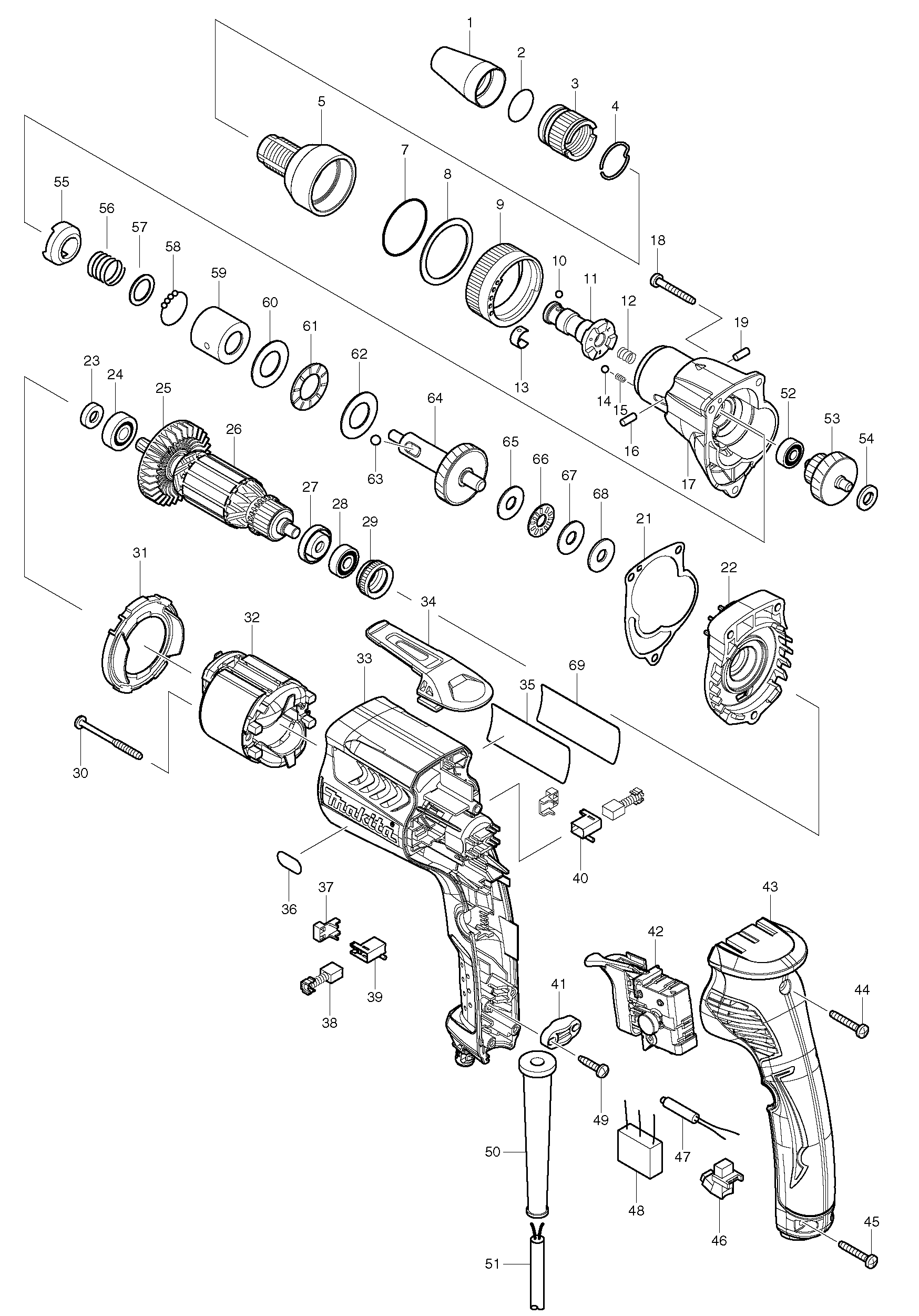 Makita FS2700 parts diagram, sheet 1