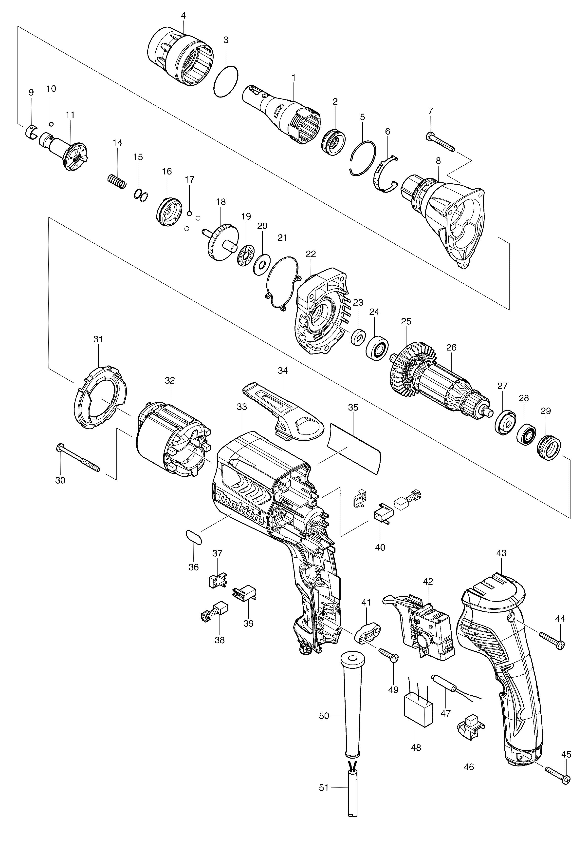 Makita FS4300 parts diagram, sheet 1