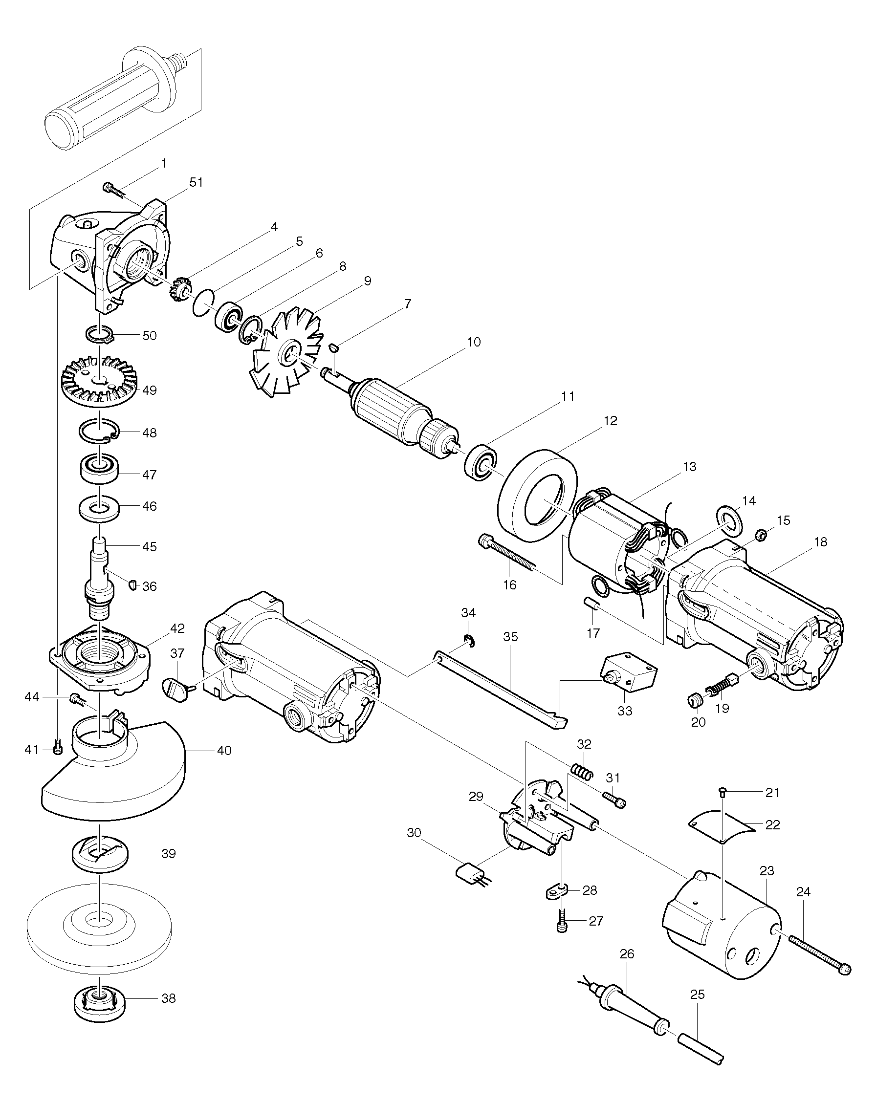 Makita GA5000 parts diagram, sheet 1