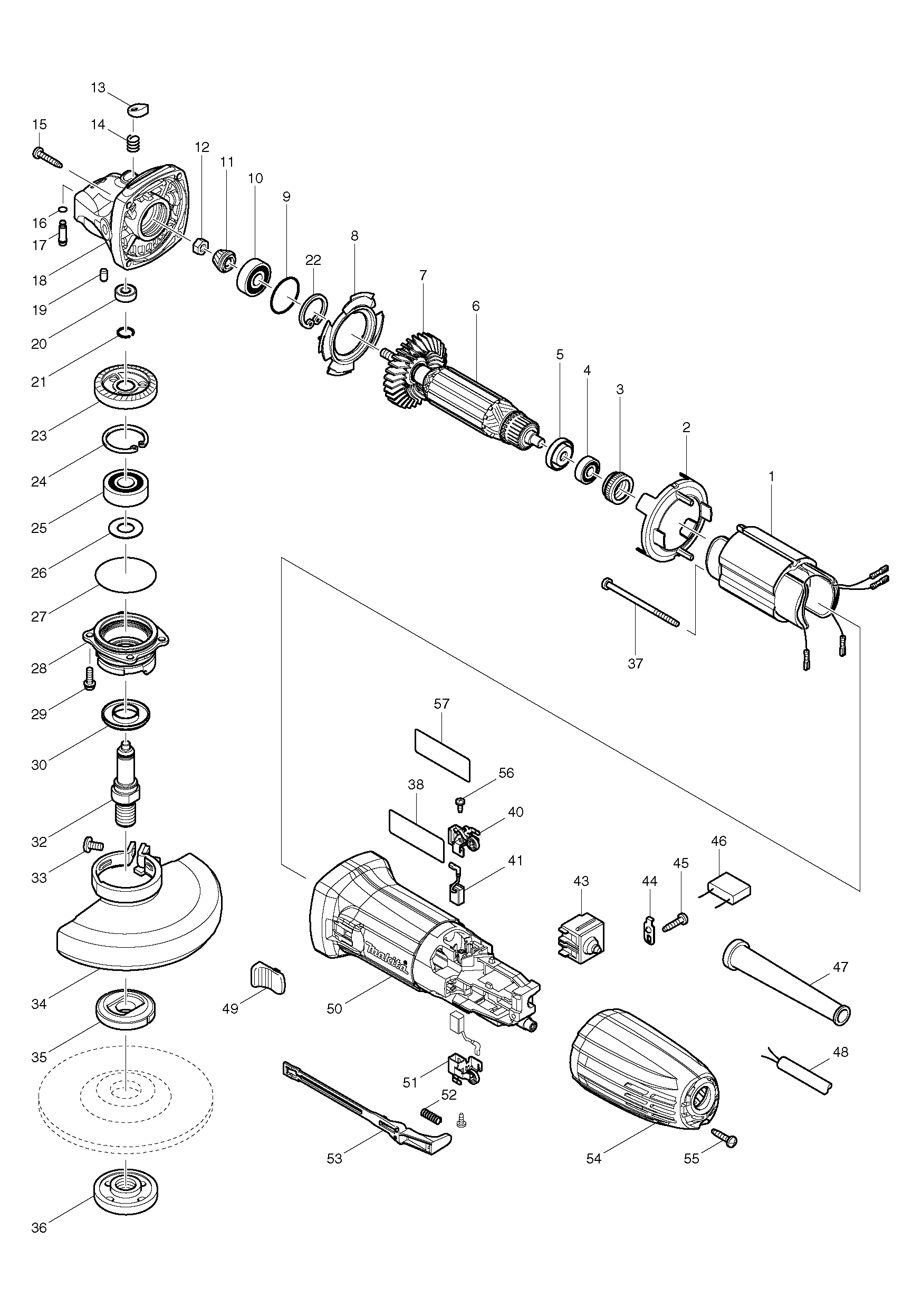 Makita GA5030 parts diagram, sheet 1
