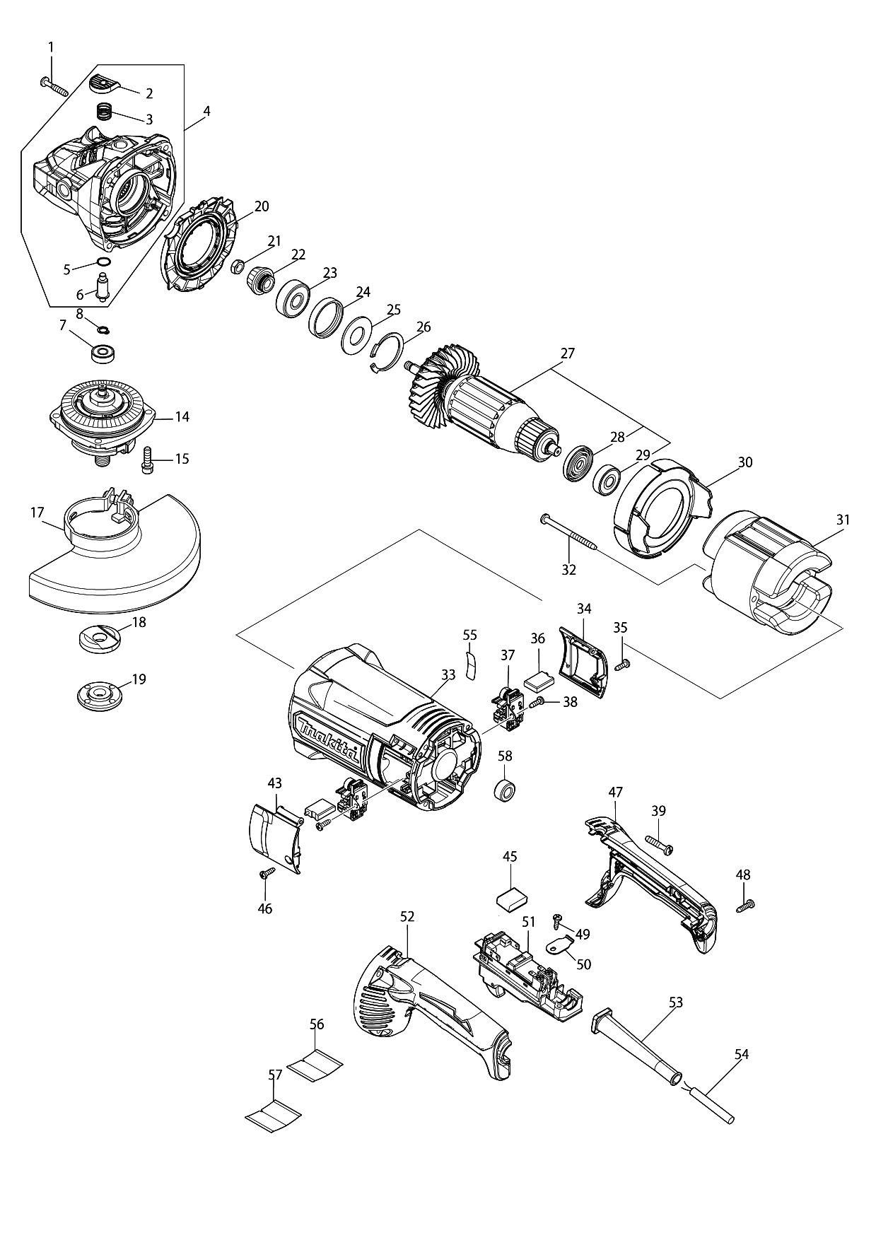Makita GA7082 parts diagram, sheet 1