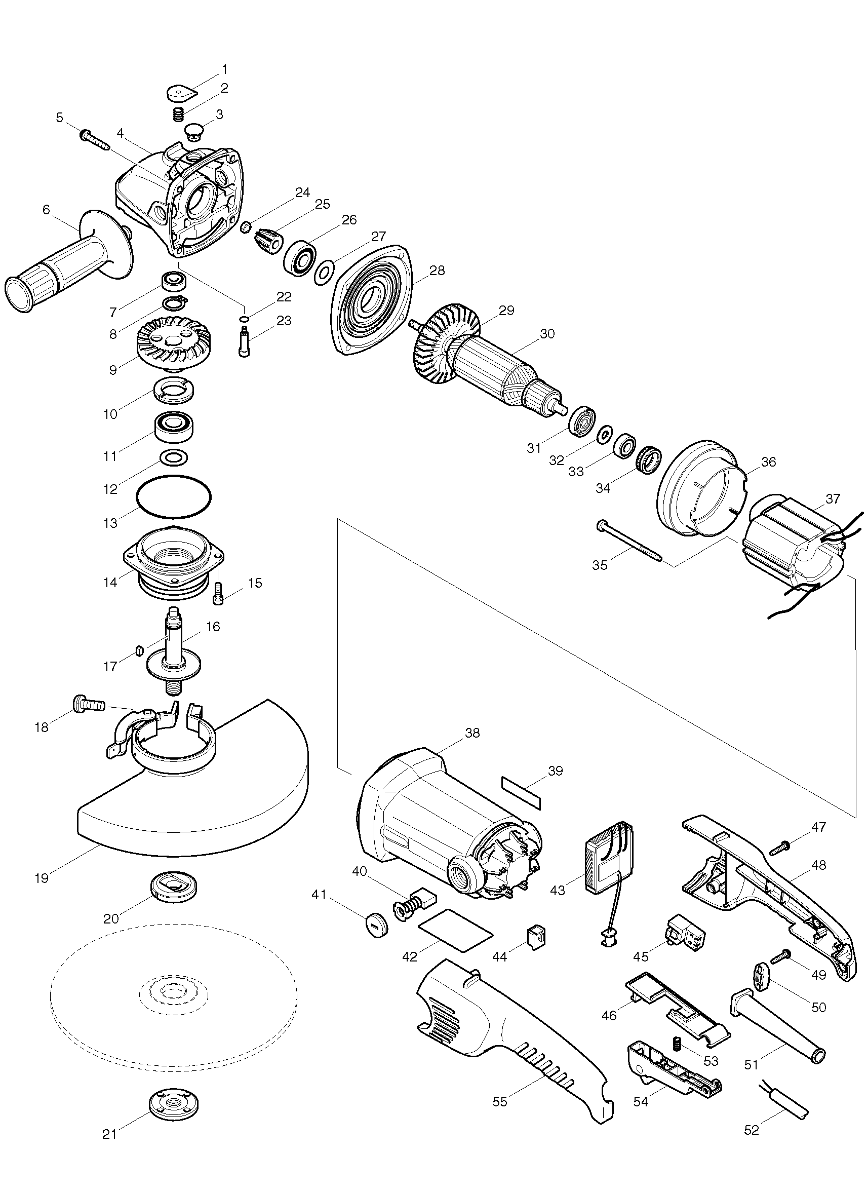 Makita GA9010C parts diagram, sheet 1