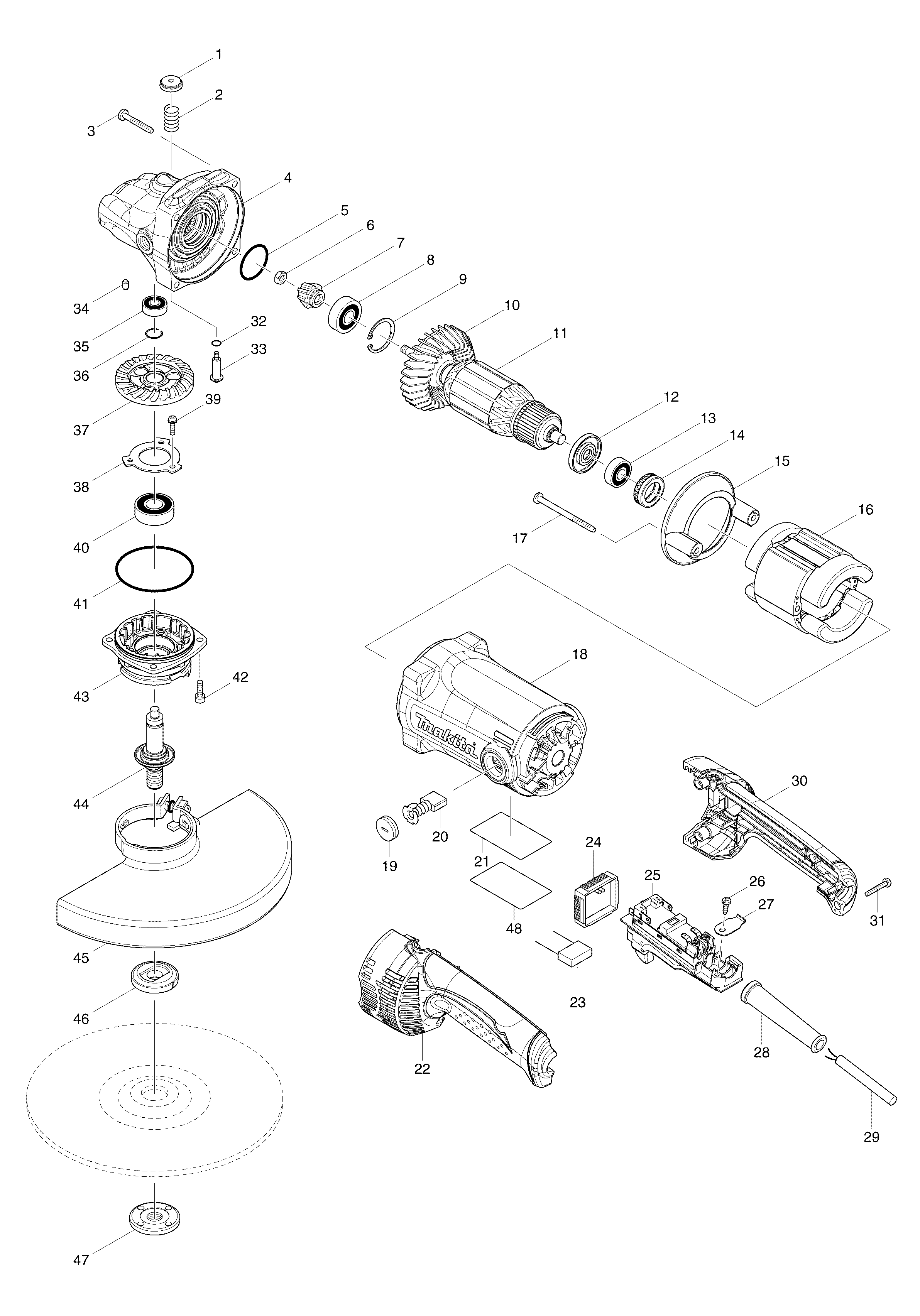 Makita GA9050R parts diagram, sheet 1