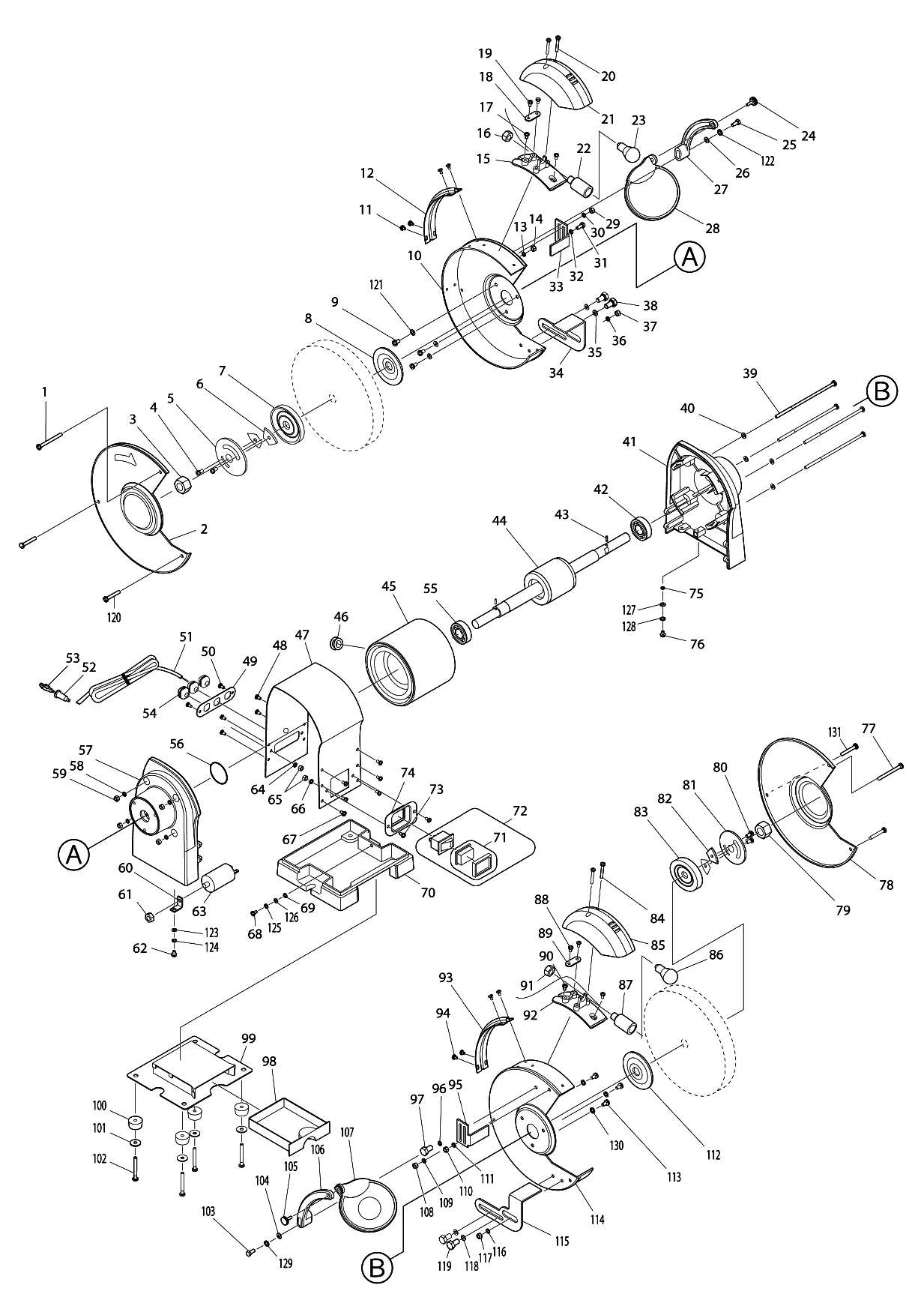 Makita GB801 parts diagram, sheet 1