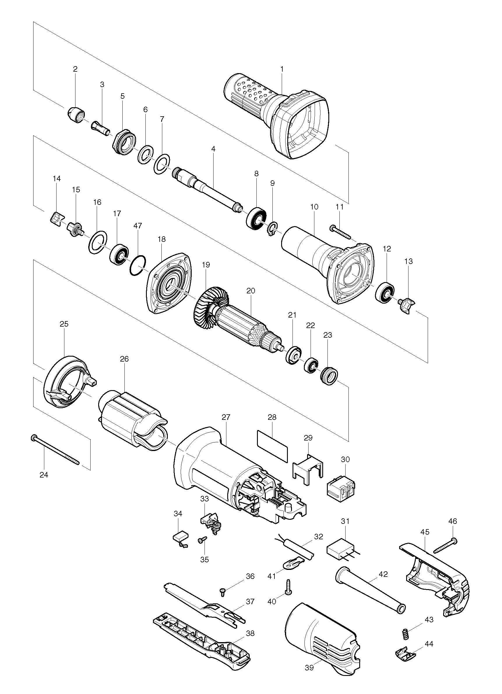 Makita GD0600 parts diagram, sheet 1