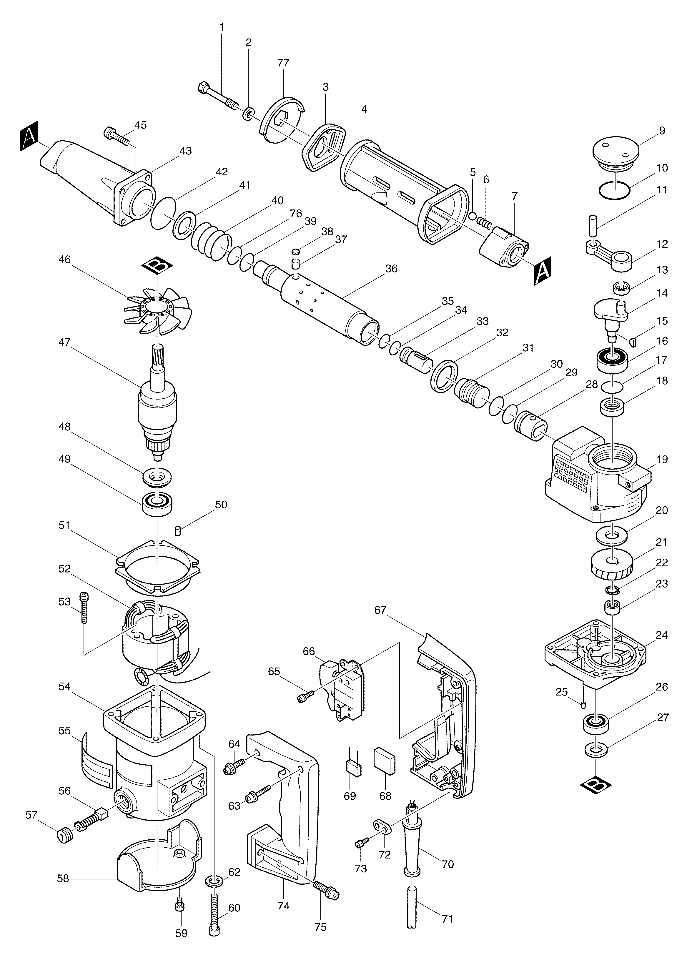 Makita HK1800 parts diagram, sheet 1