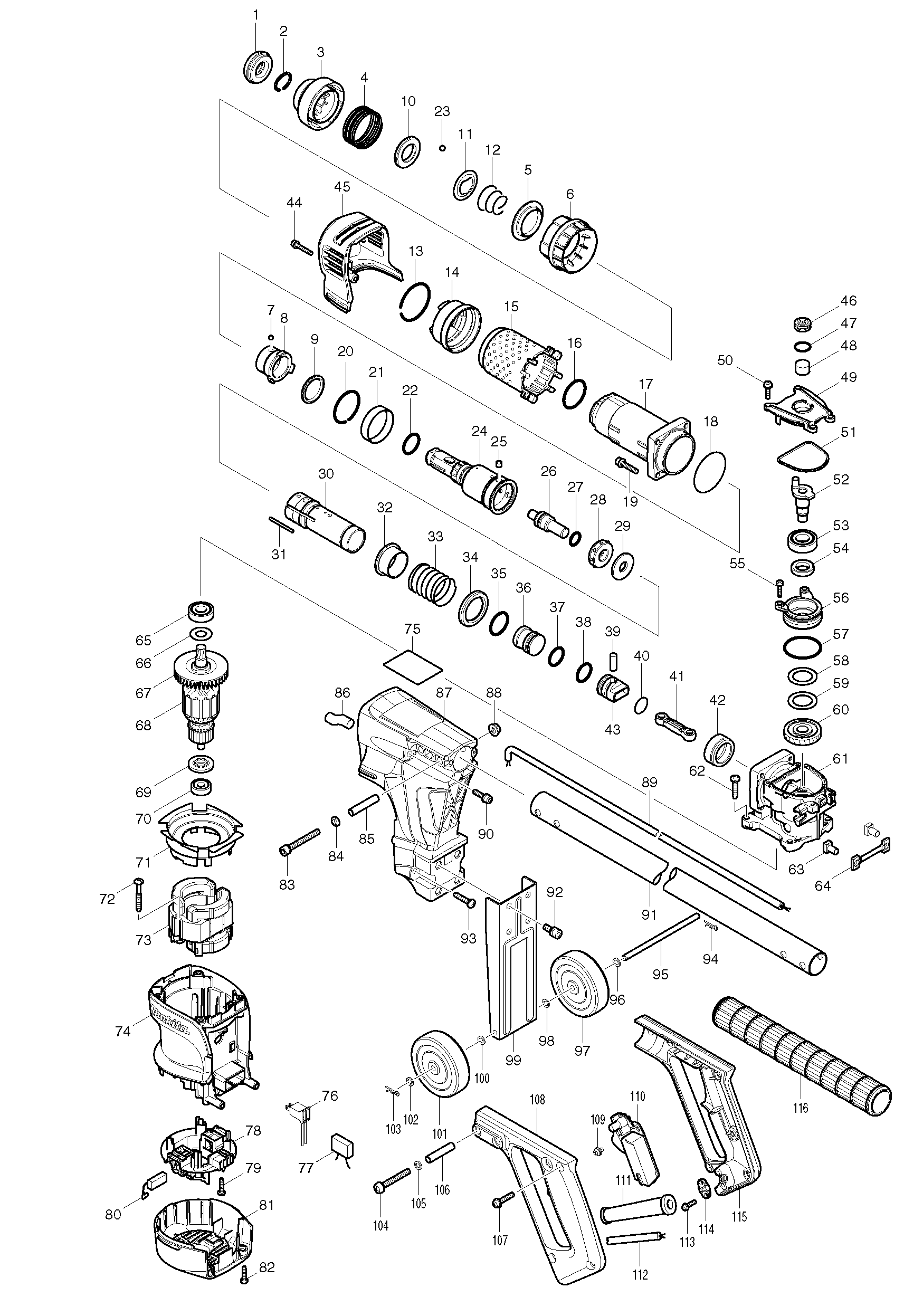 Makita HK1820L parts diagram, sheet 1