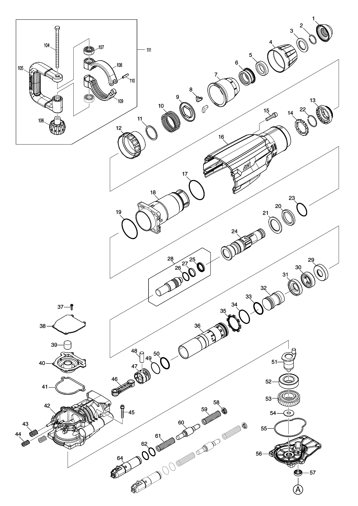 Makita HM002G parts diagram, sheet 1