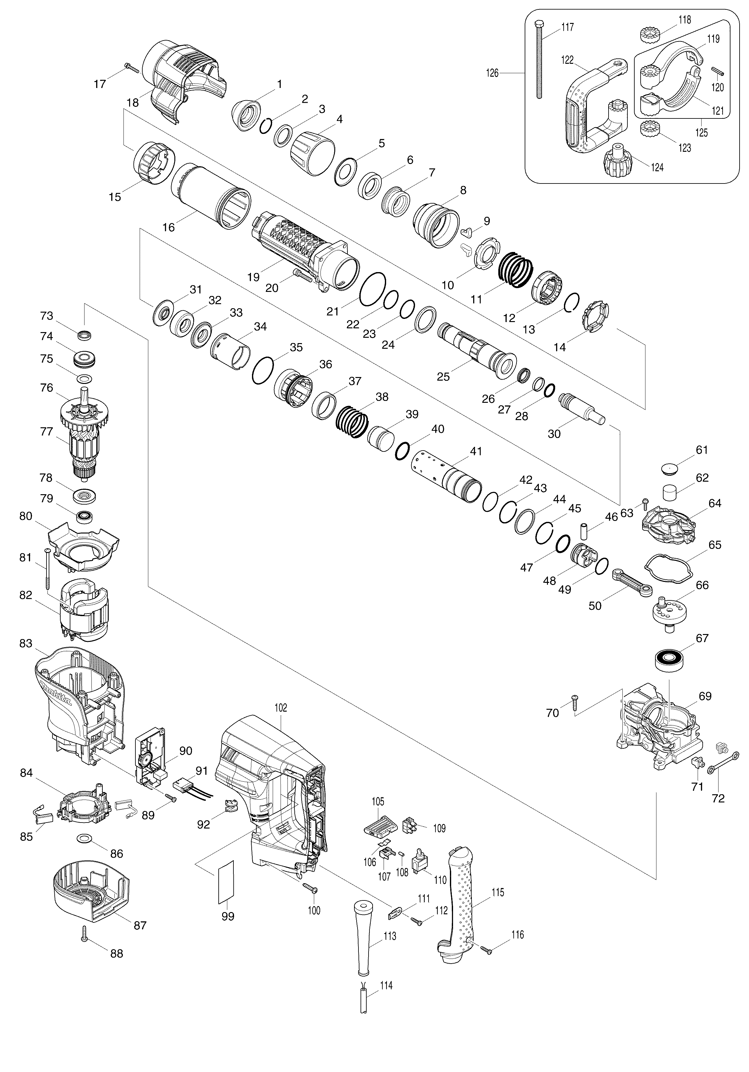 Makita HM1101C parts diagram, sheet 1