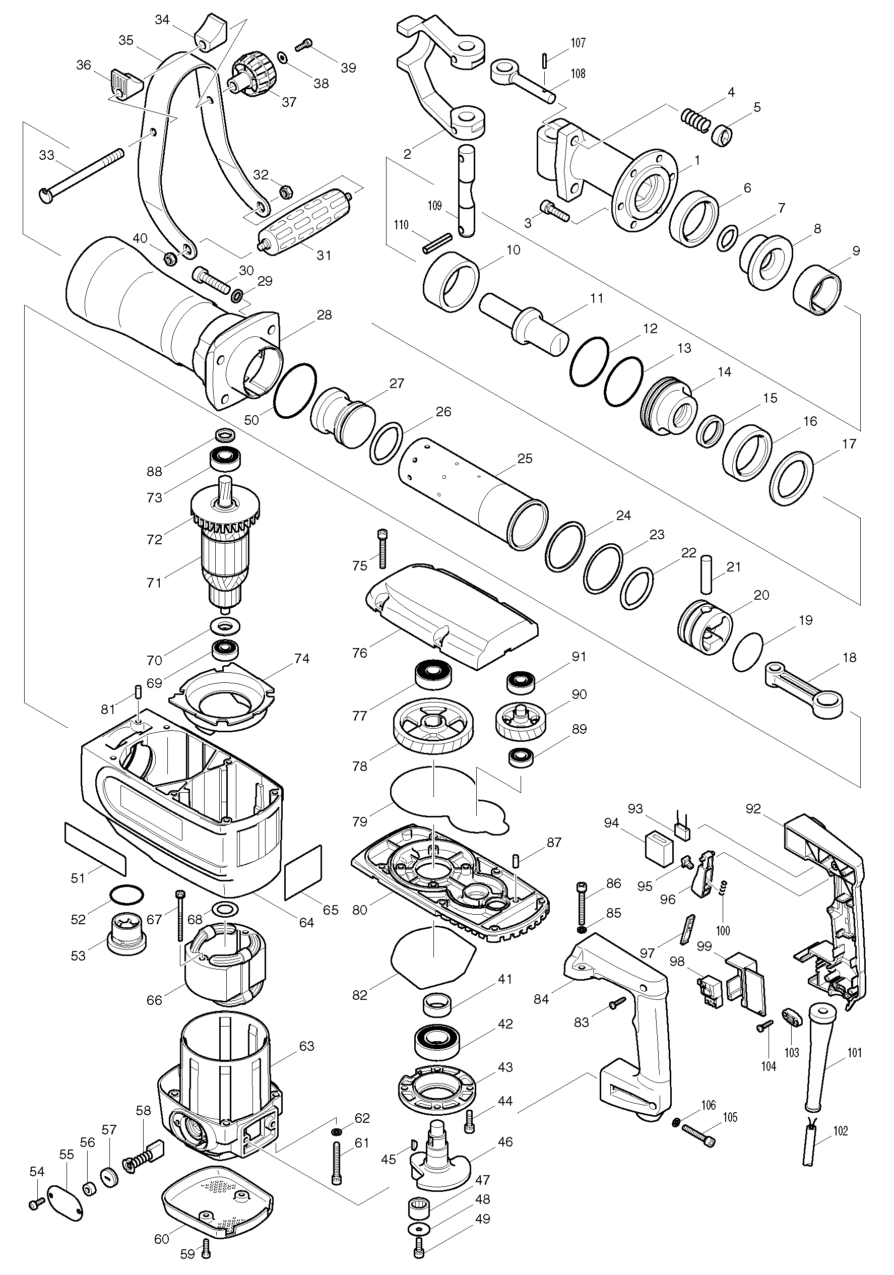 Makita HM1304B parts diagram, sheet 1