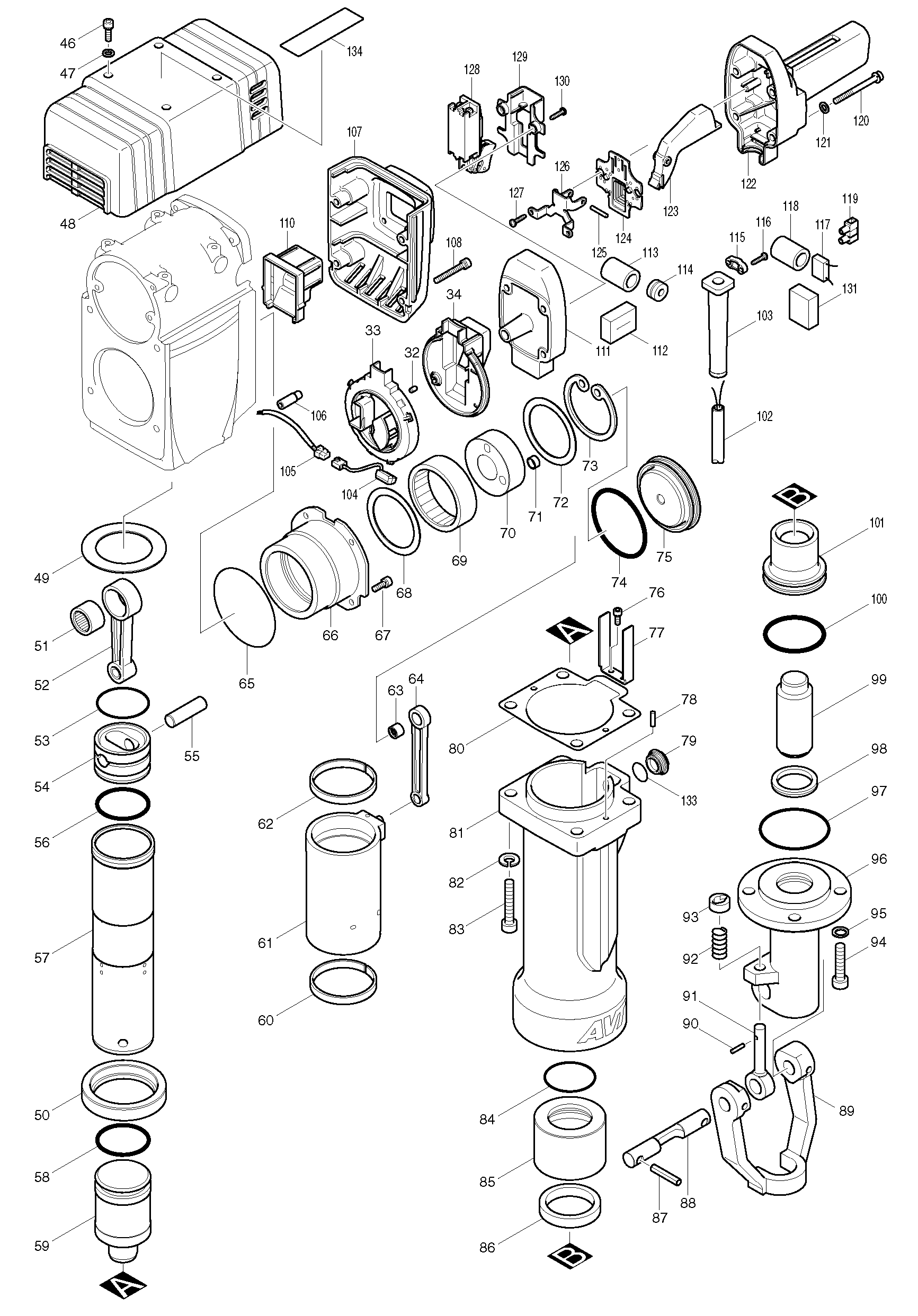 Makita HM1810 parts diagram, sheet 2
