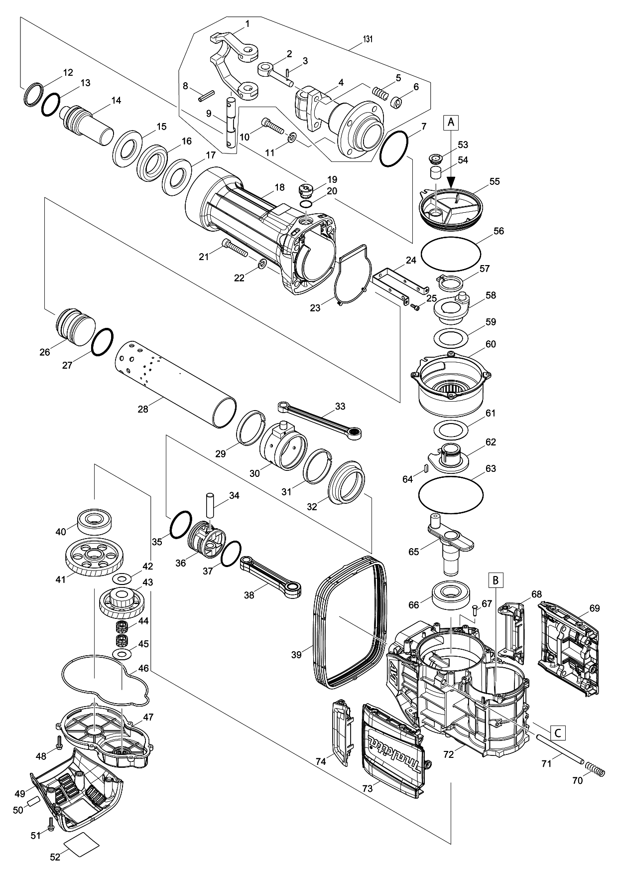 Makita HM1812 parts diagram, sheet 1
