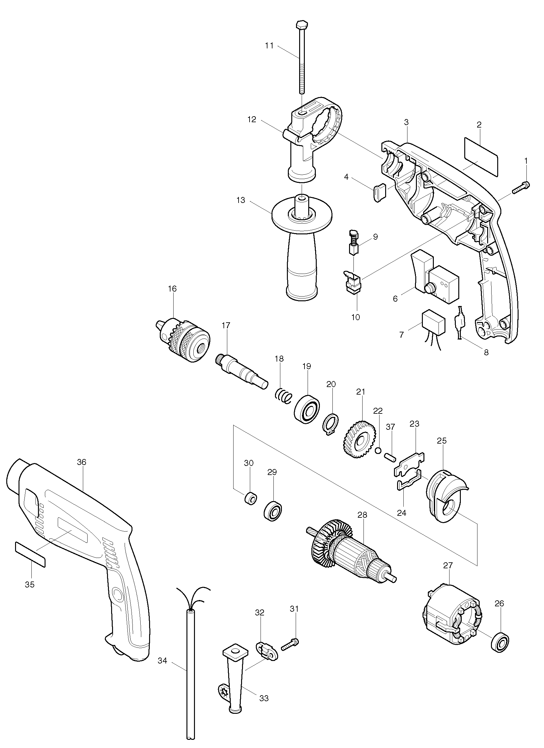 Makita HP1510 parts diagram, sheet 1