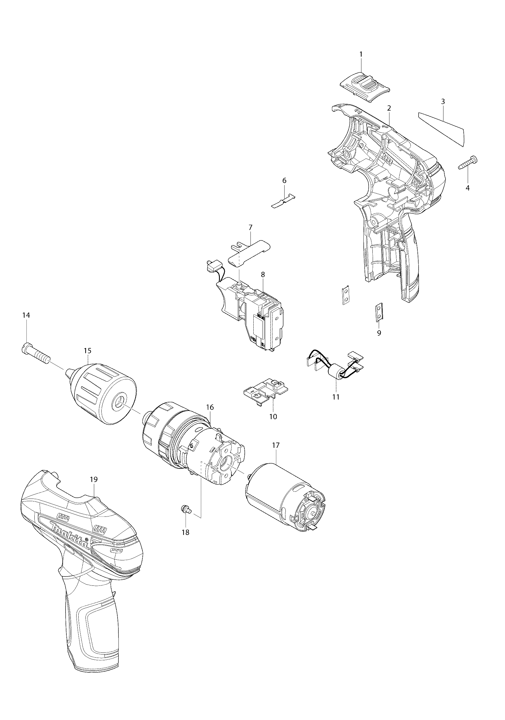 Makita HP330D parts diagram, sheet 1