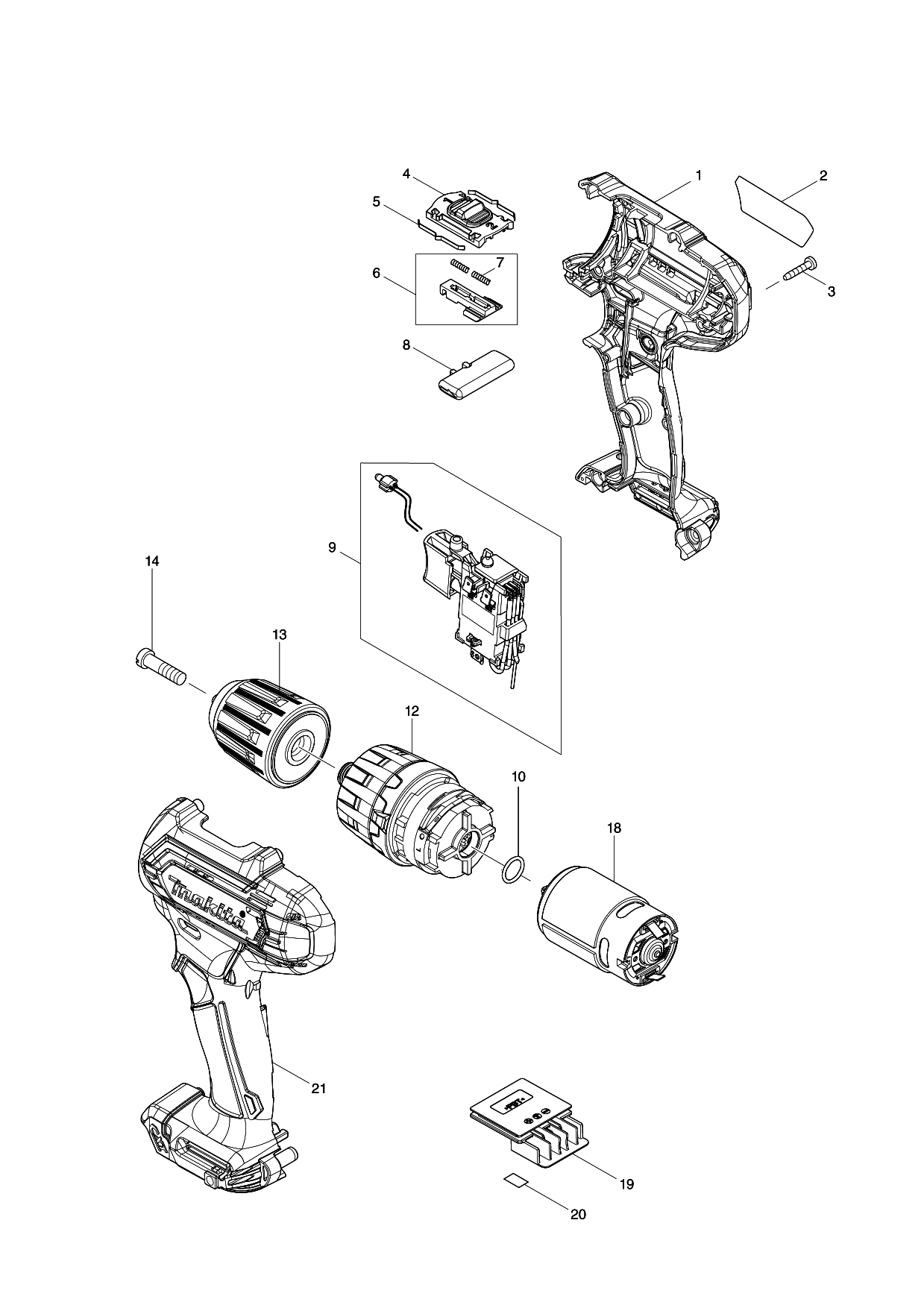 Makita HP333D parts diagram, sheet 1