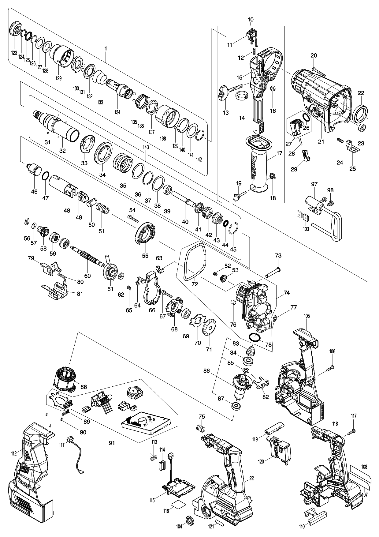 Makita HR004G parts diagram, sheet 1