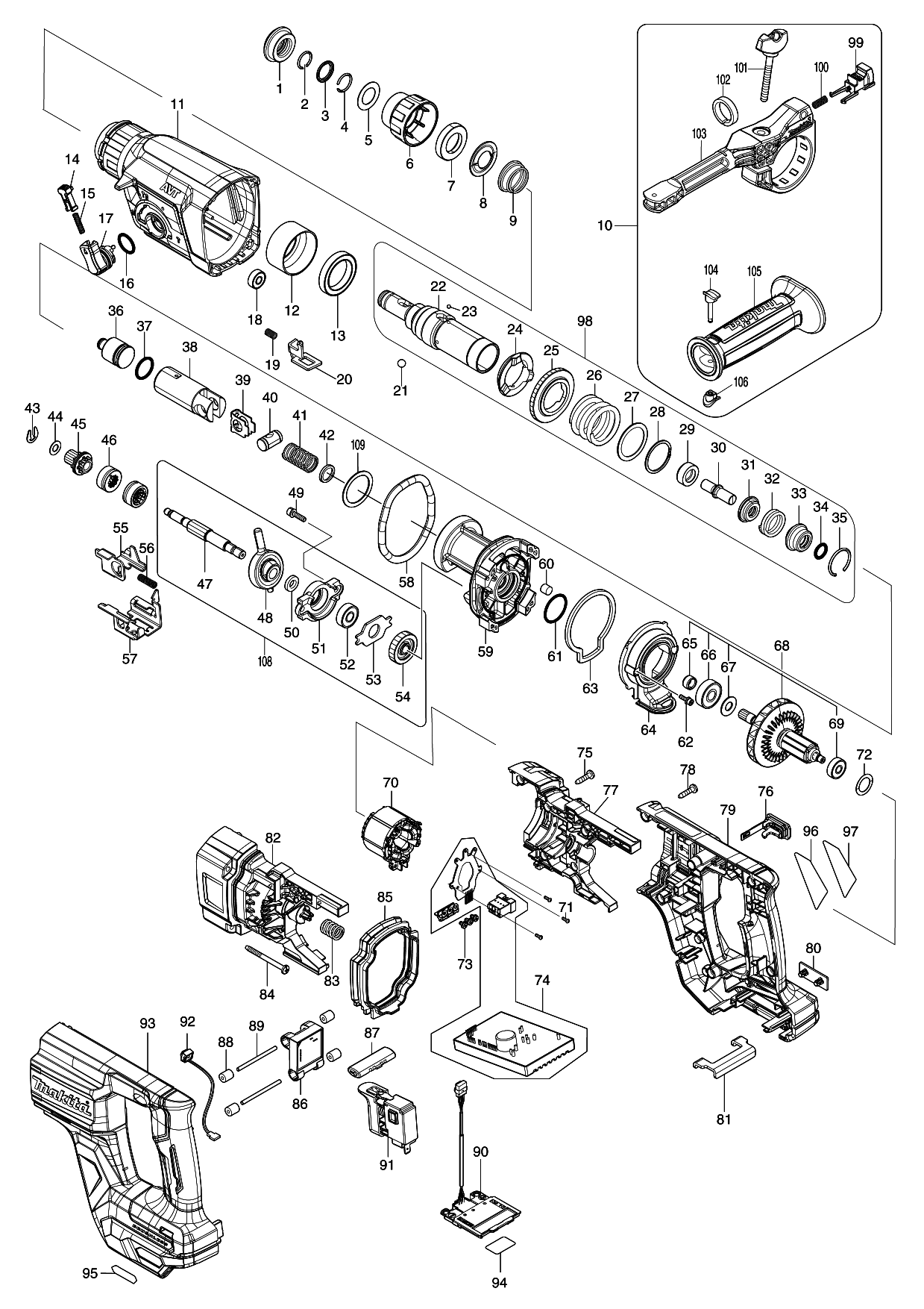 Makita HR007G parts diagram, sheet 1