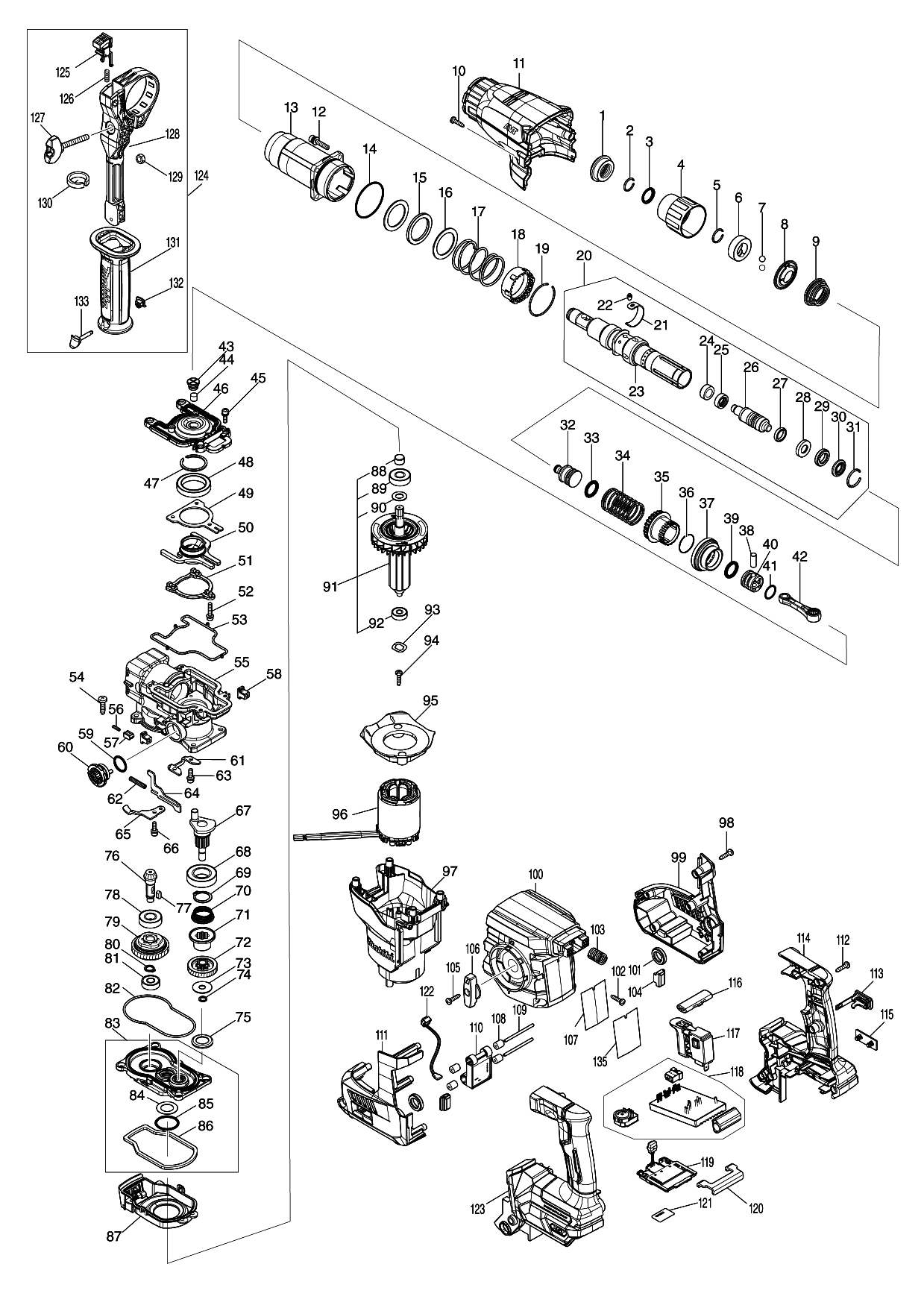 Makita HR008G parts diagram, sheet 1