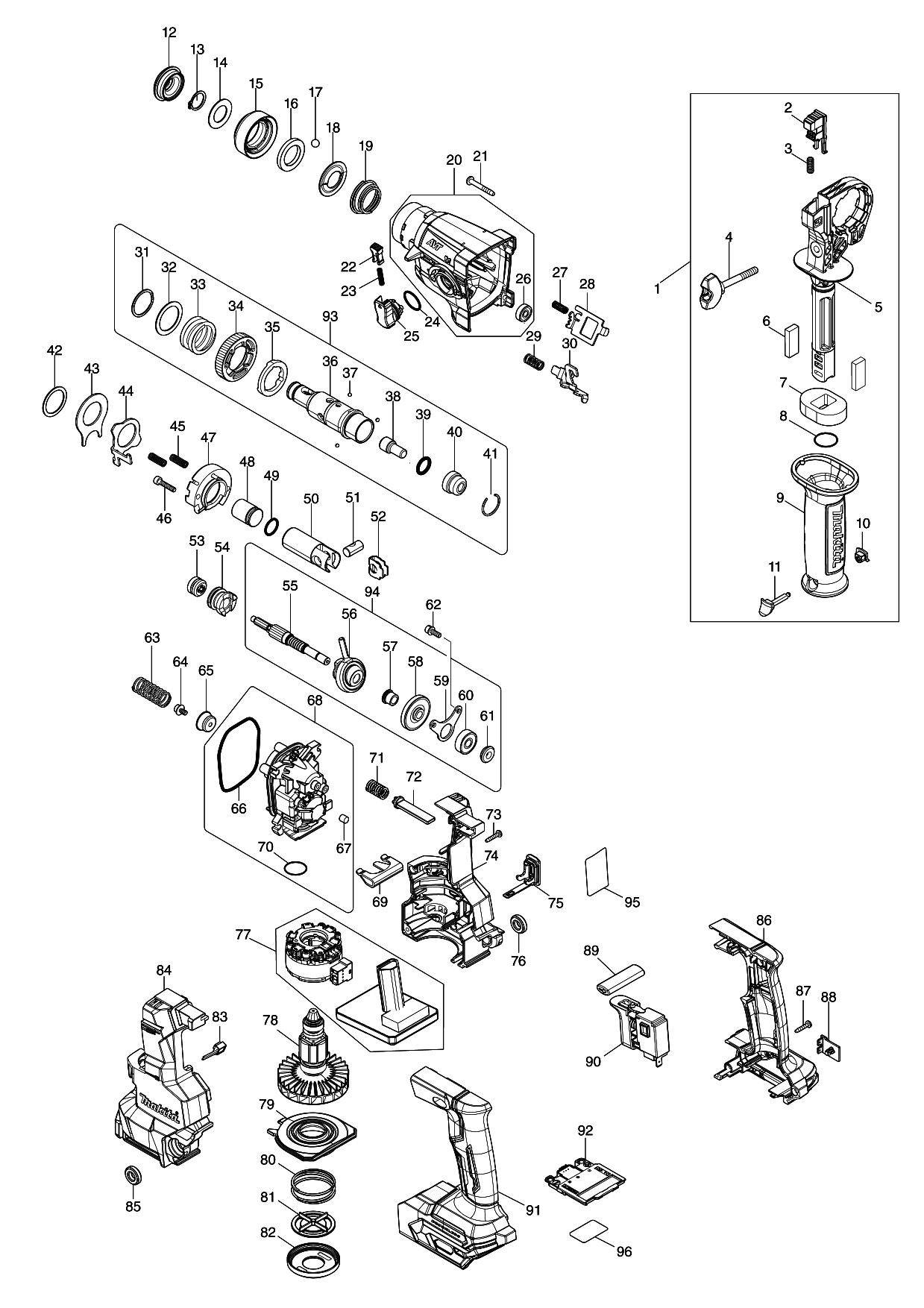 Makita HR010G parts diagram, sheet 1