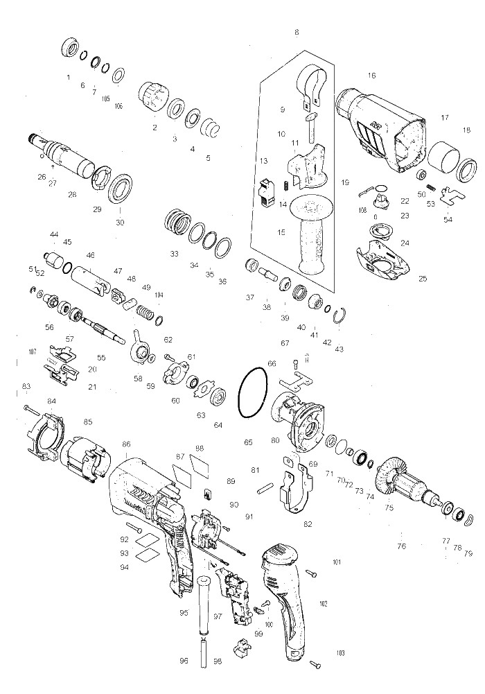 Makita HR2631F parts diagram, sheet 1