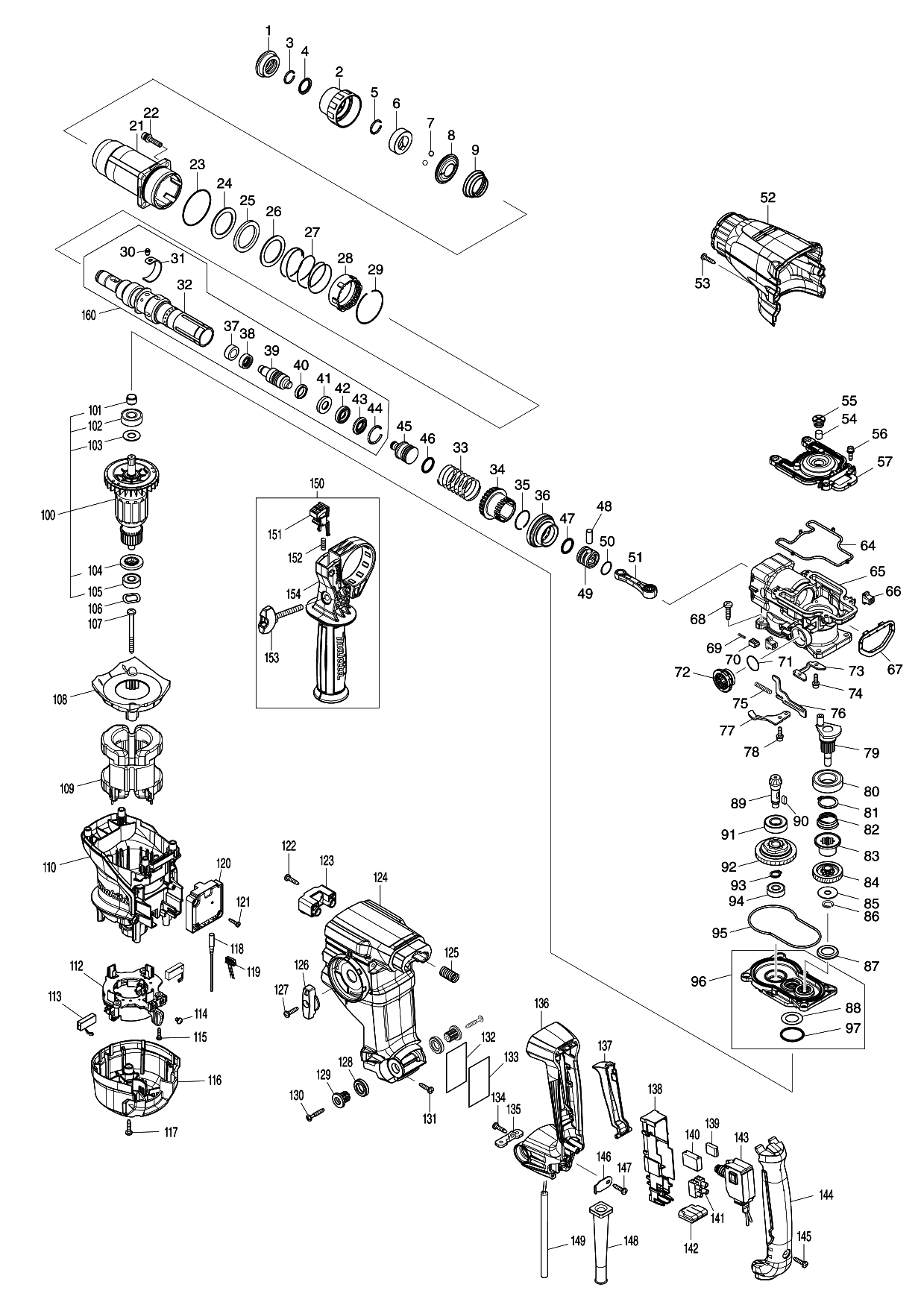 Makita HR3001C parts diagram, sheet 1