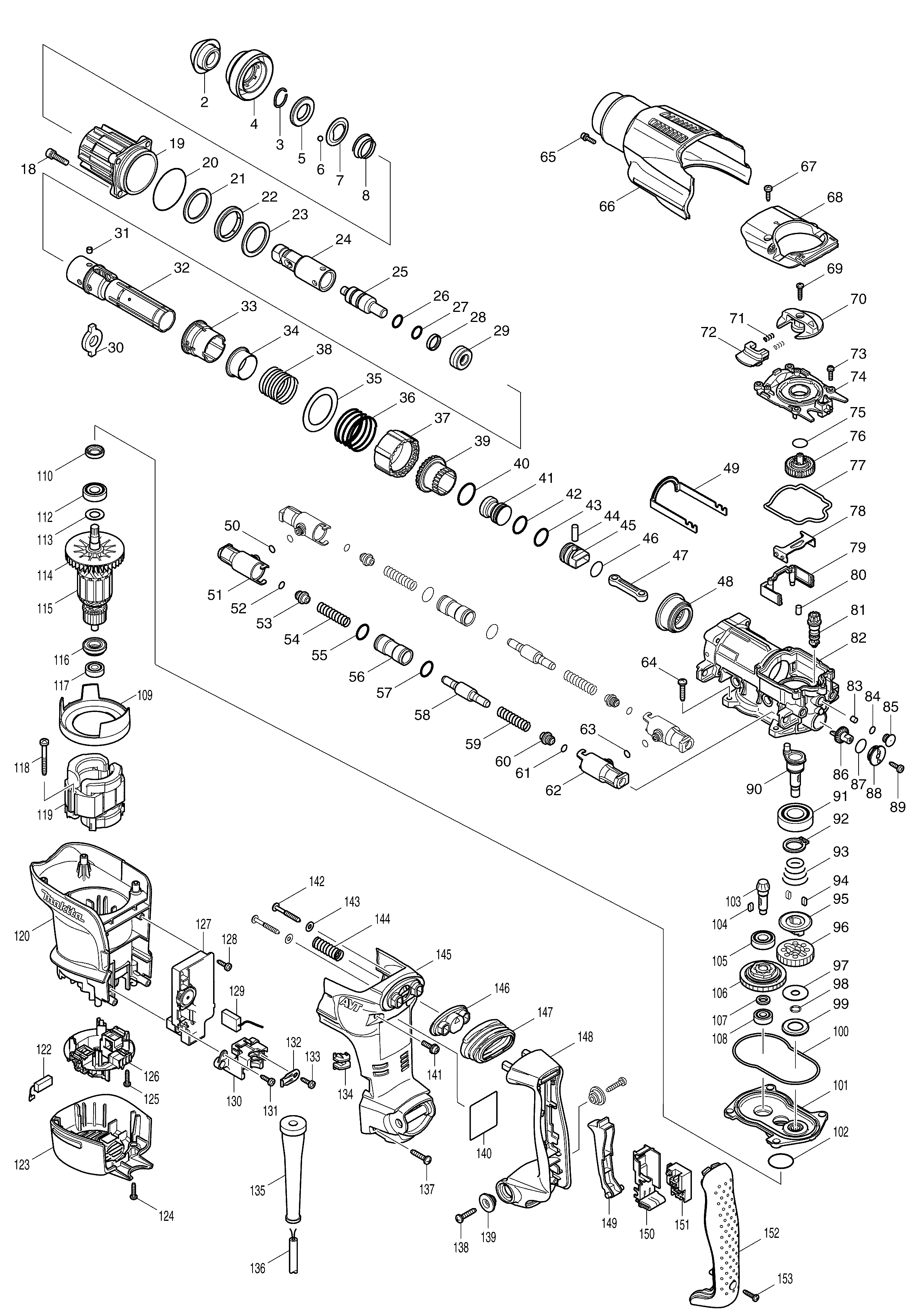 Makita HR3210C parts diagram, sheet 1