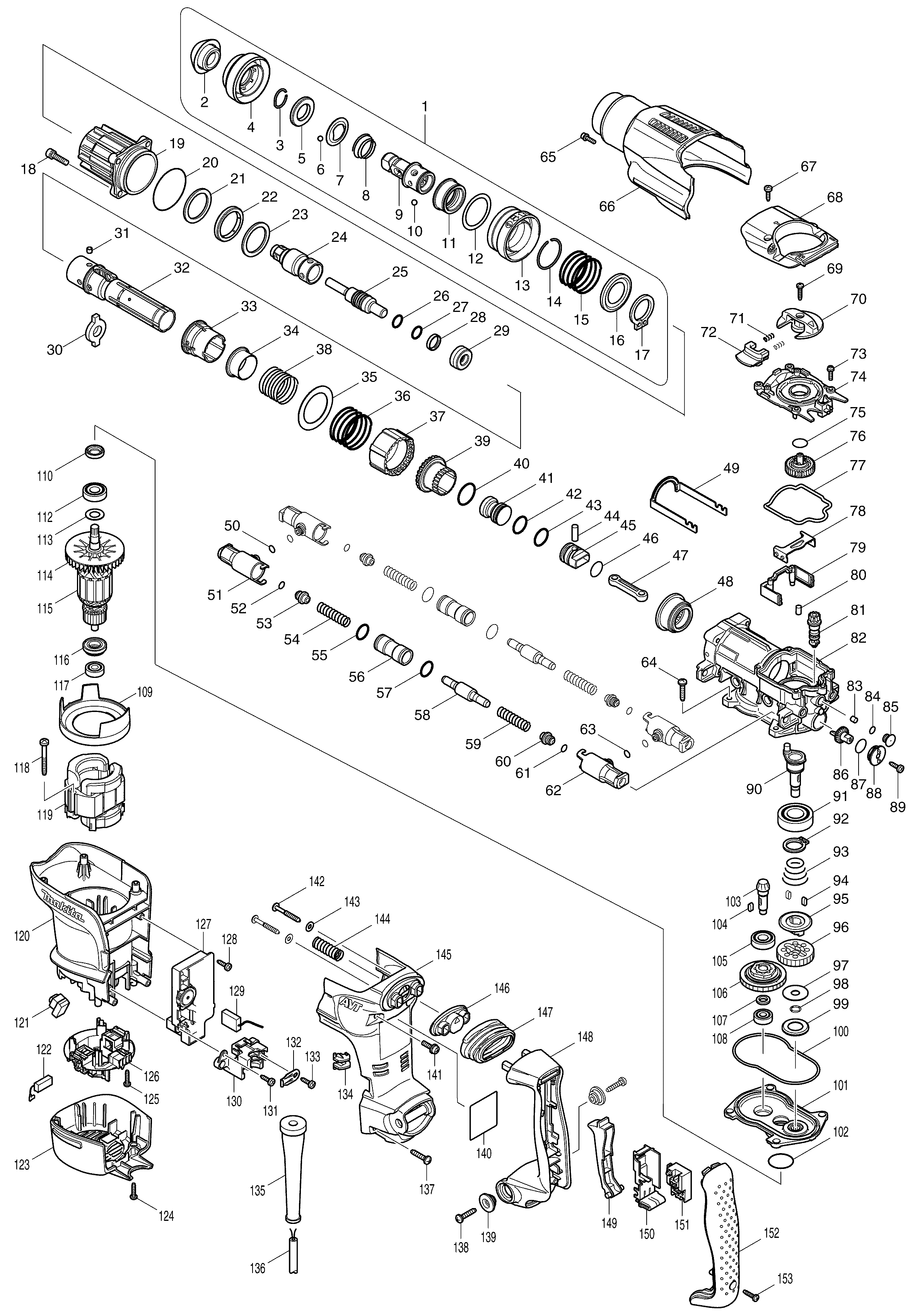 Makita HR3210FCT parts diagram, sheet 1