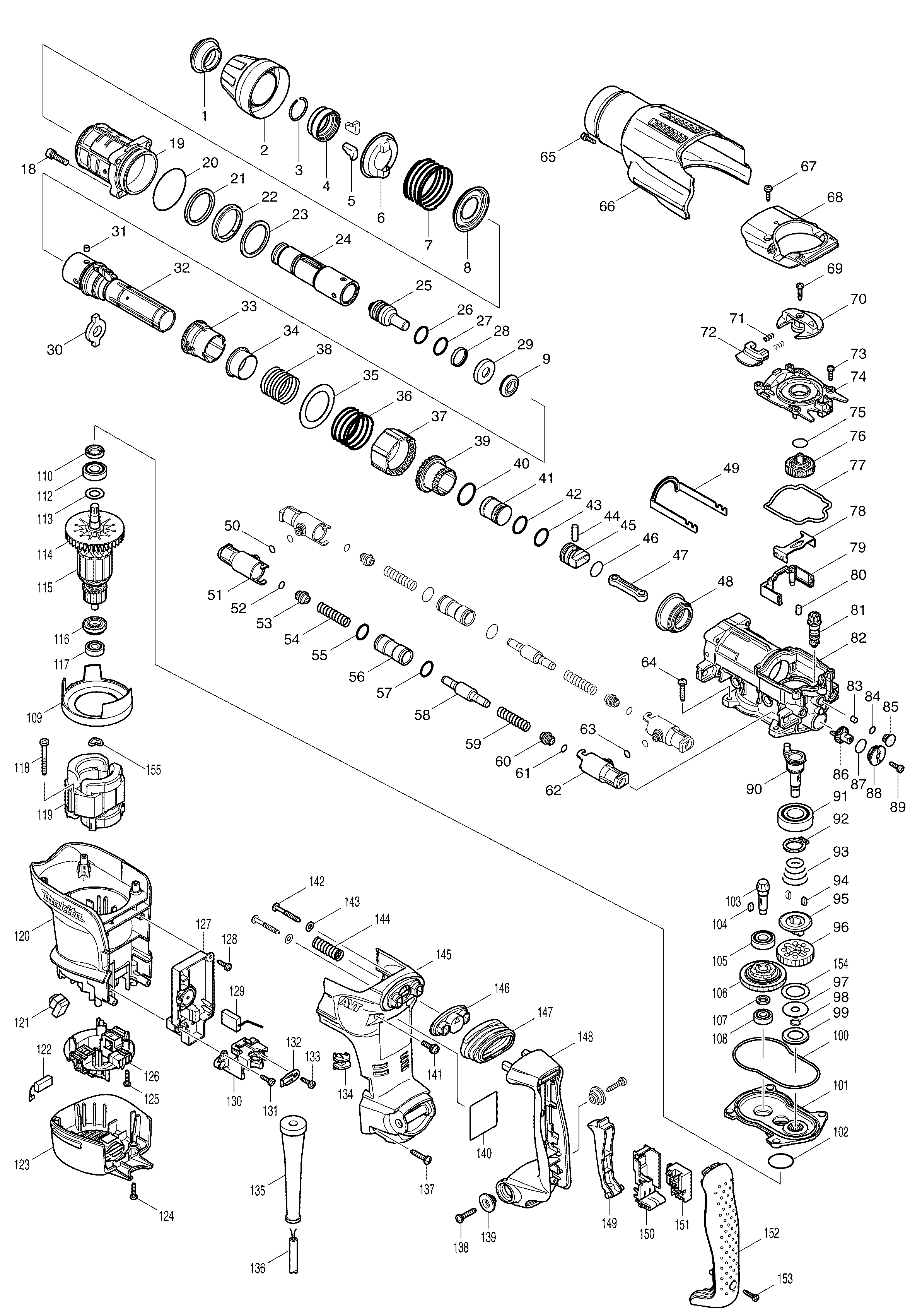Makita HR3541FC parts diagram, sheet 1