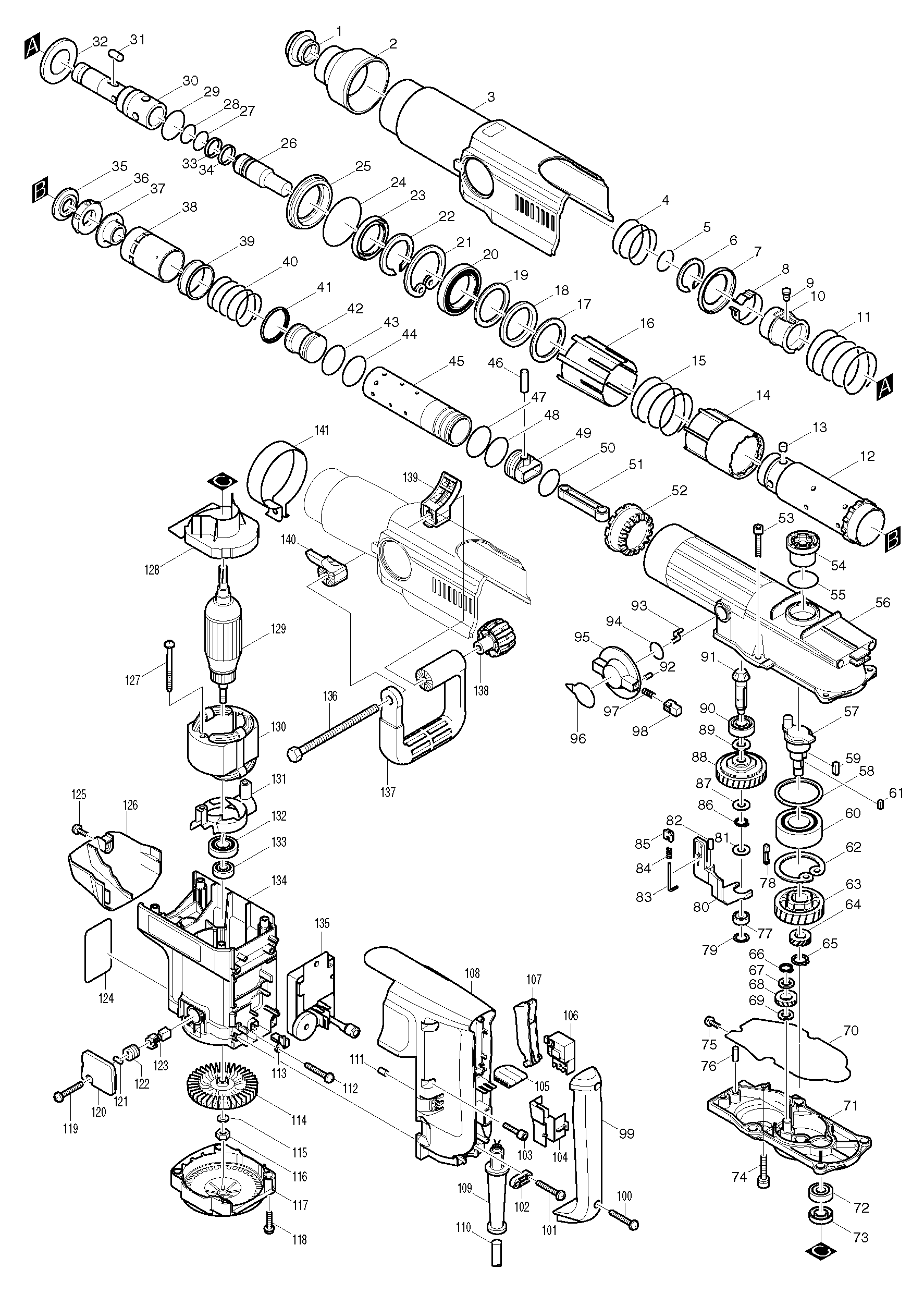 Makita HR5001C parts diagram, sheet 1