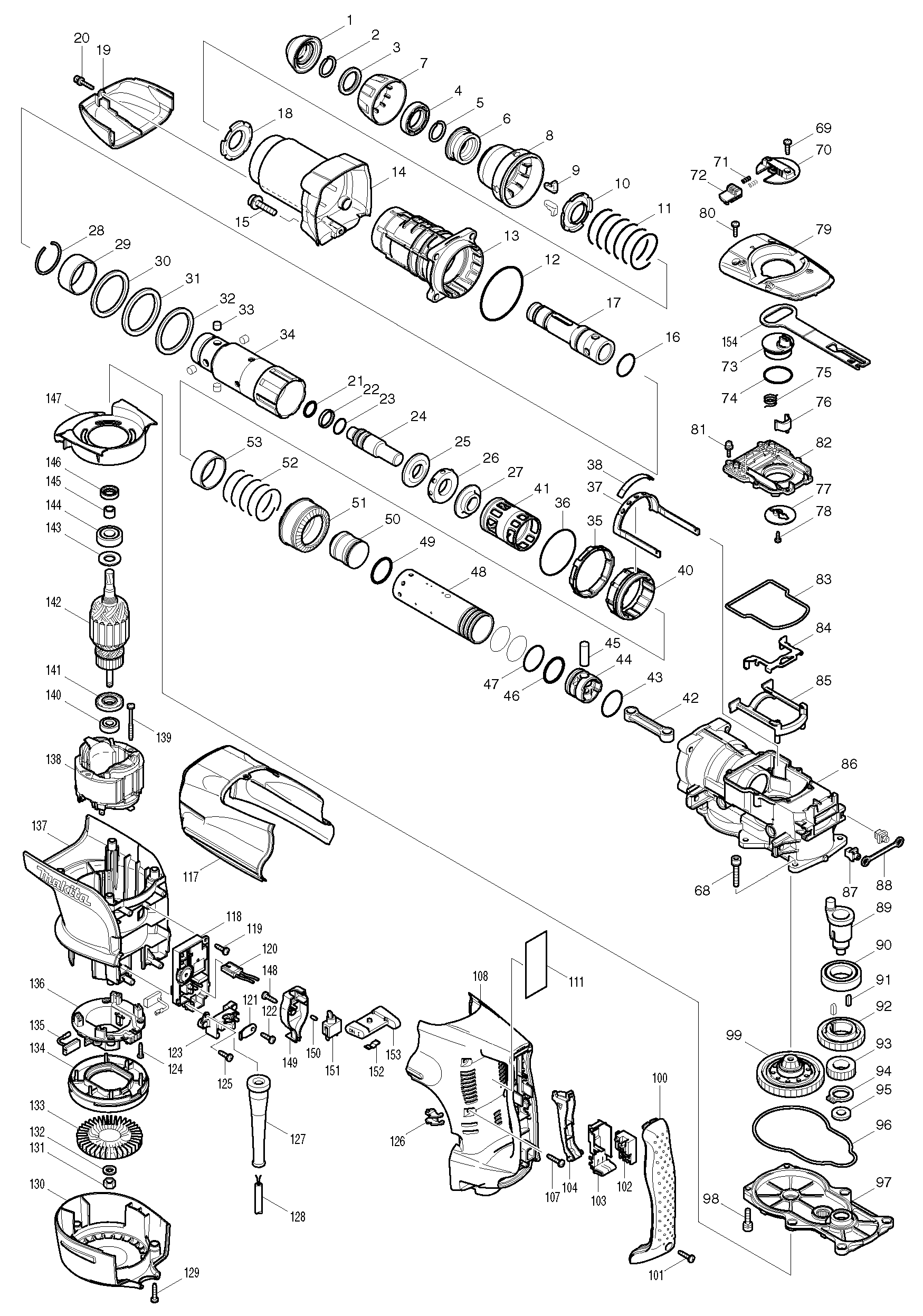 Makita HR5201C parts diagram, sheet 1