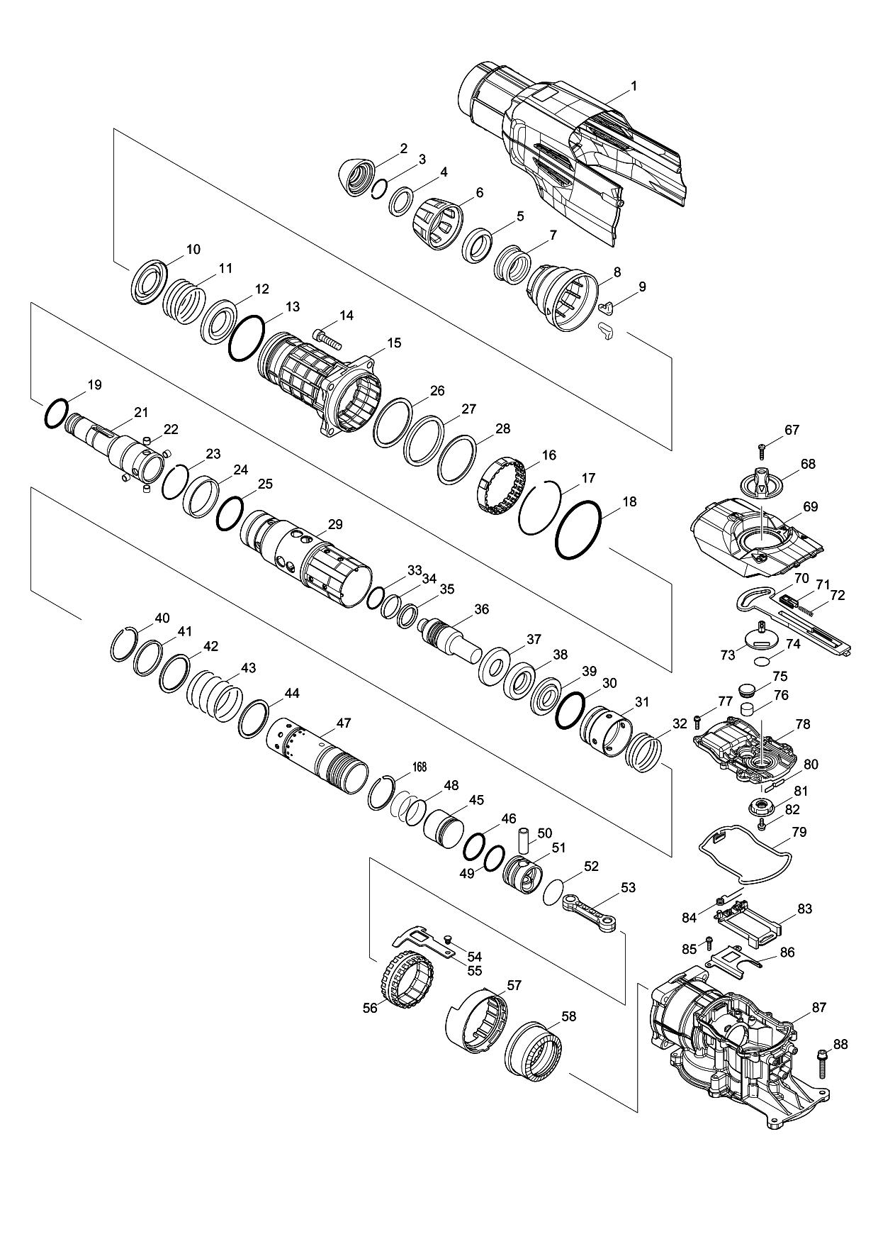Makita HR5202C parts diagram, sheet 1