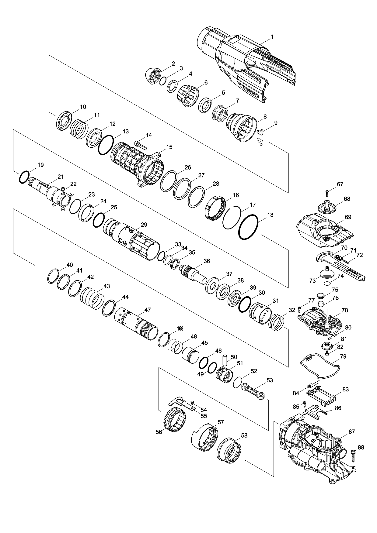 Makita HR5212C parts diagram, sheet 1