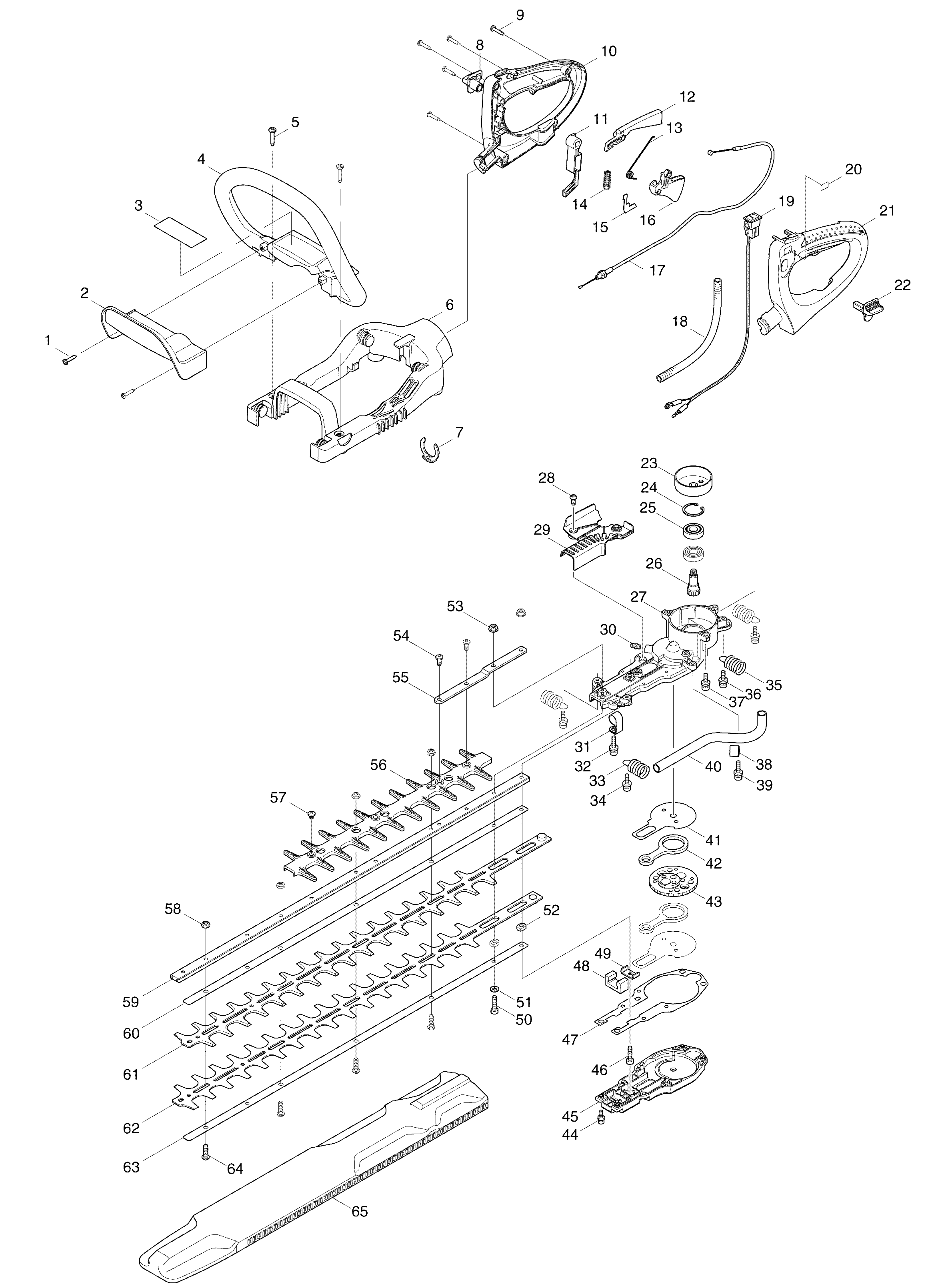 Makita HT2360D parts diagram, sheet 1