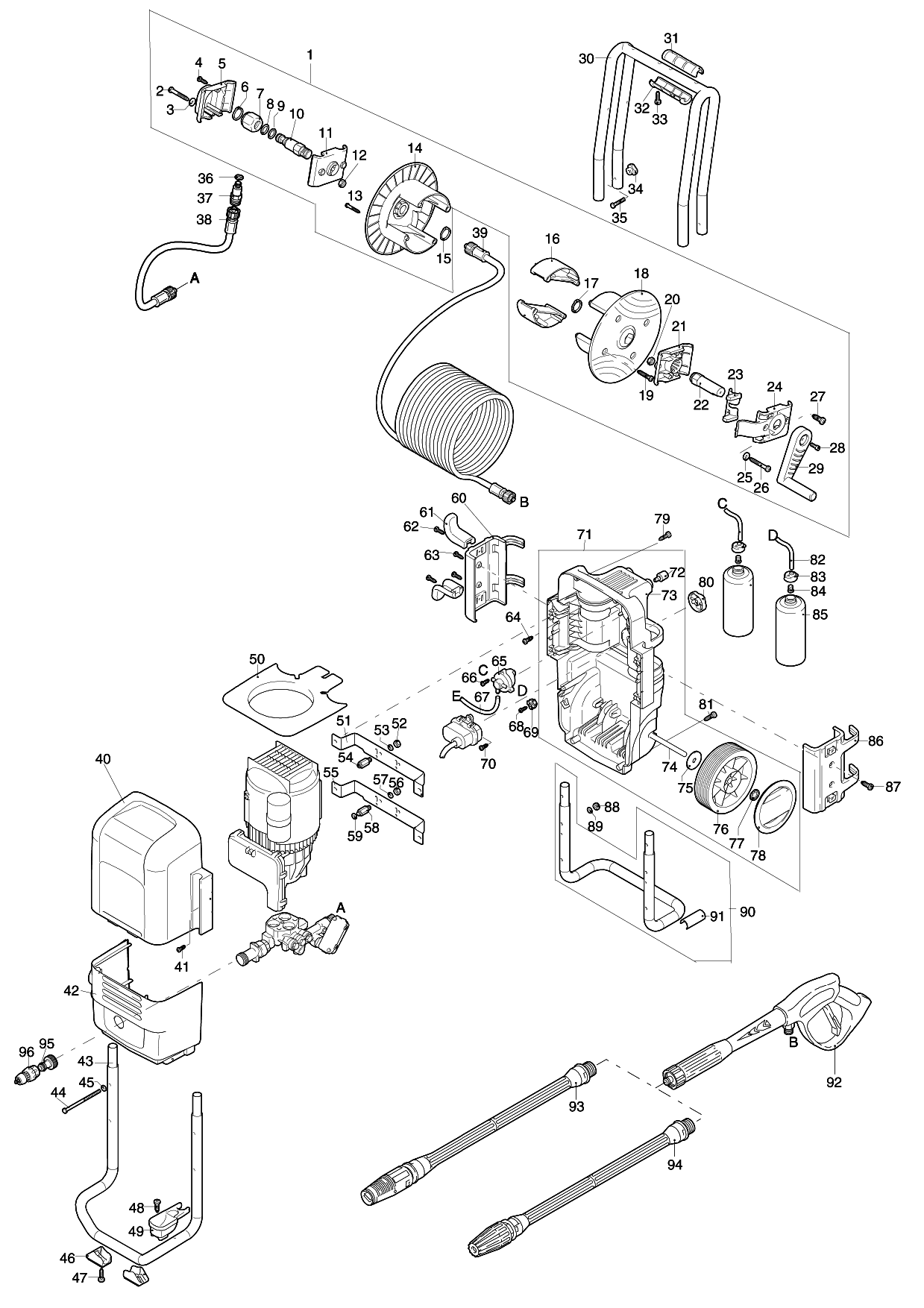 Makita HW140 parts diagram, sheet 1