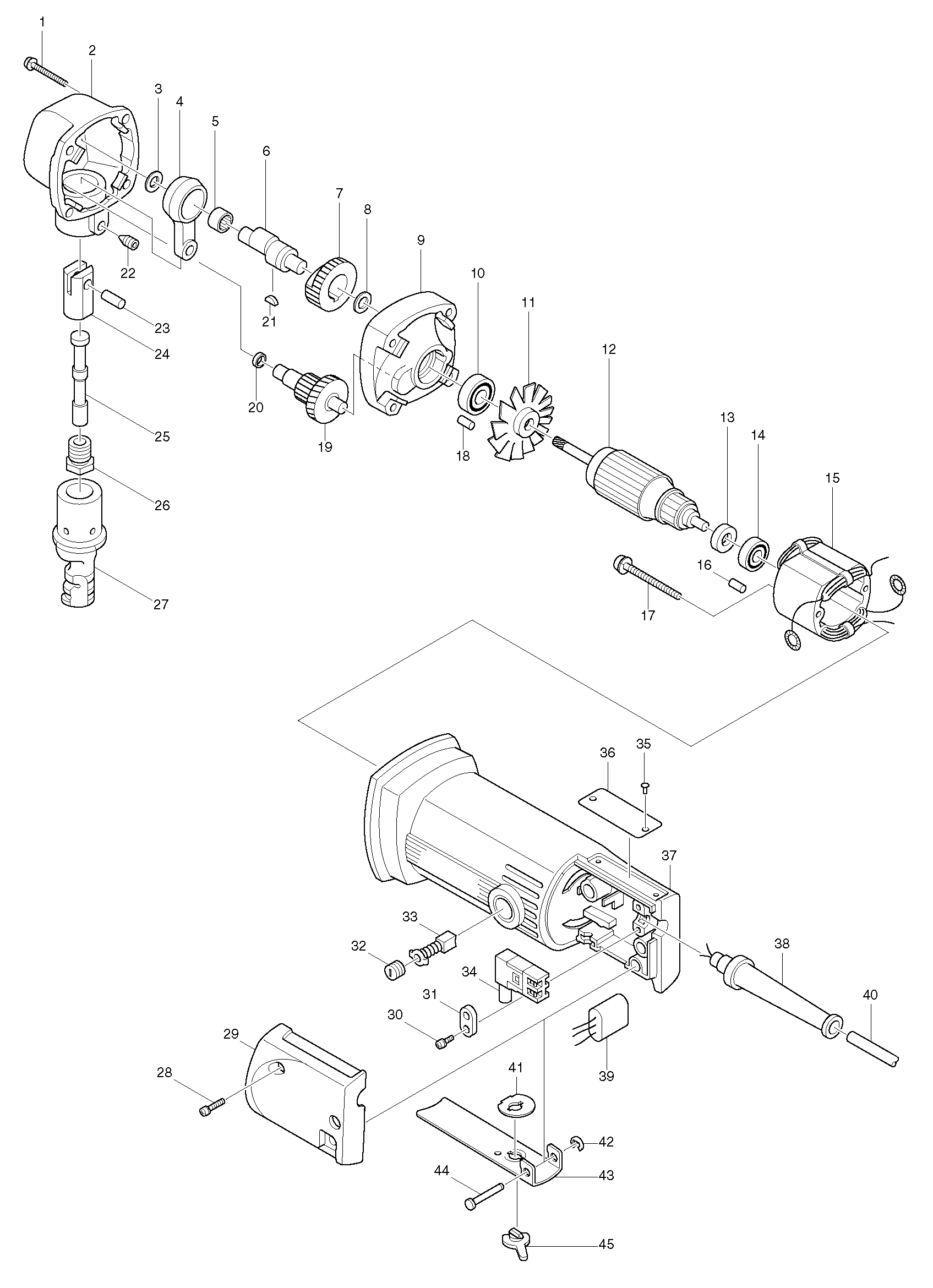 Makita JN1600 parts diagram, sheet 1