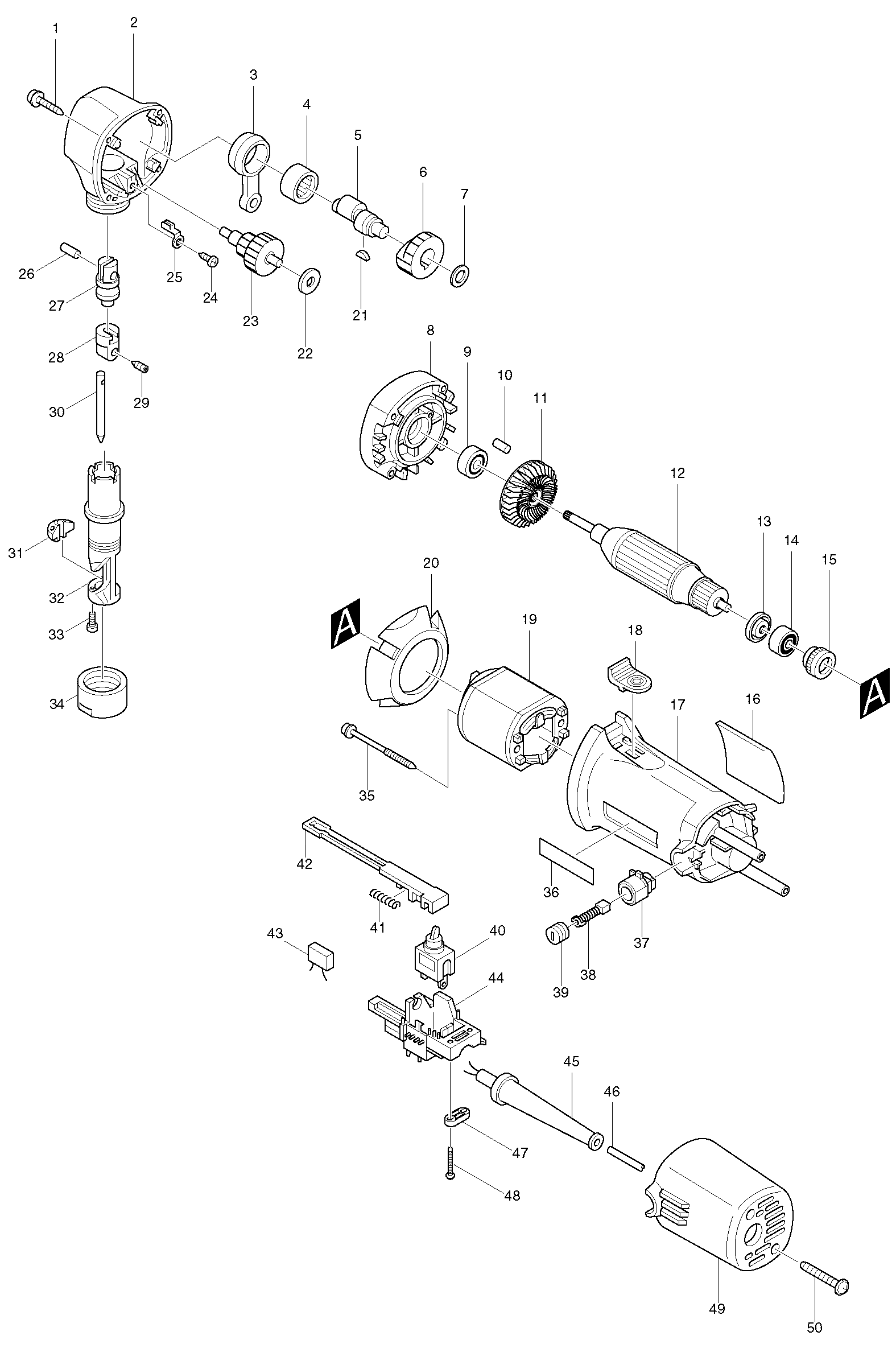 Makita JN1601 parts diagram, sheet 1