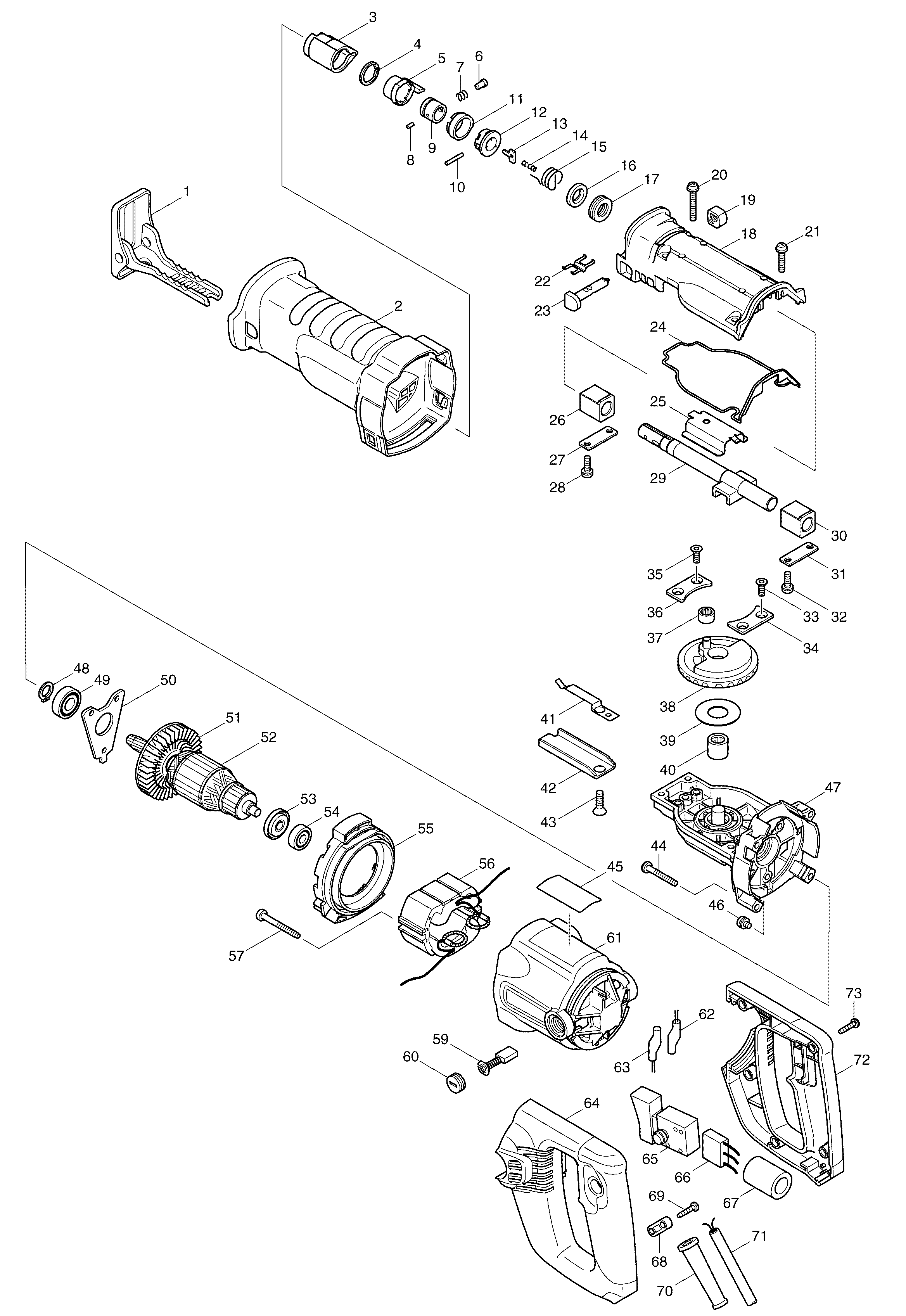 Makita JR3050T parts diagram, sheet 1