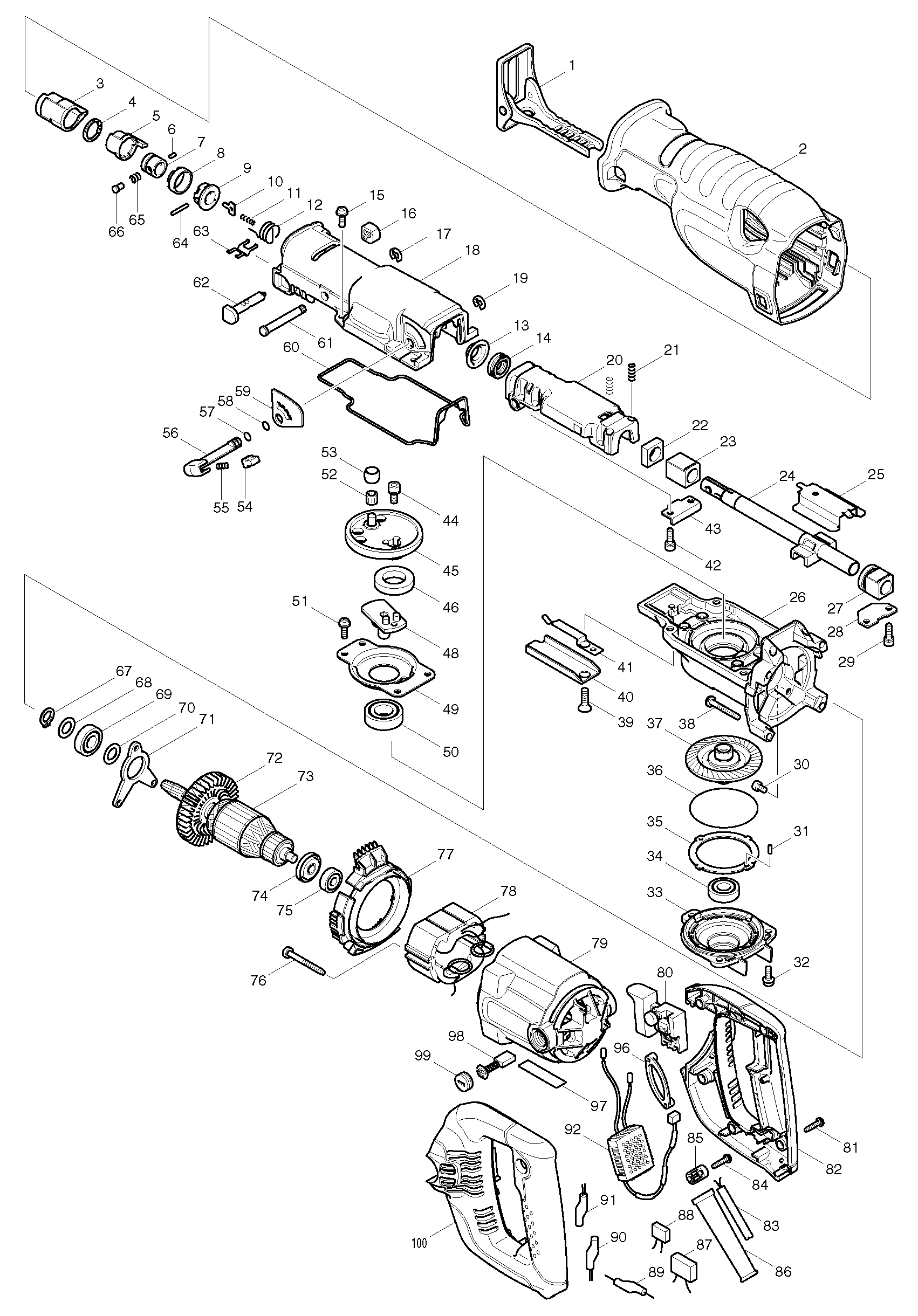 Makita JR3060T parts diagram, sheet 1