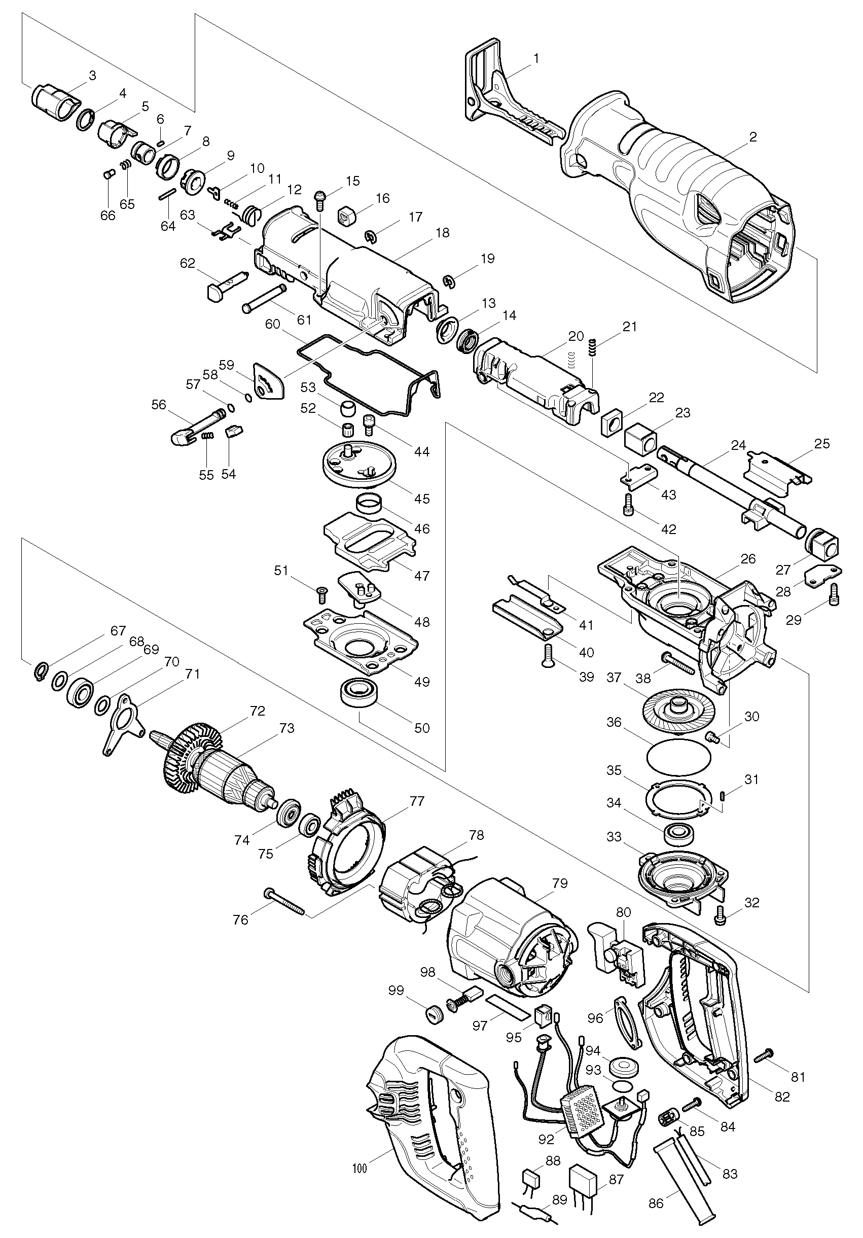 Makita JR3070CT parts diagram, sheet 1
