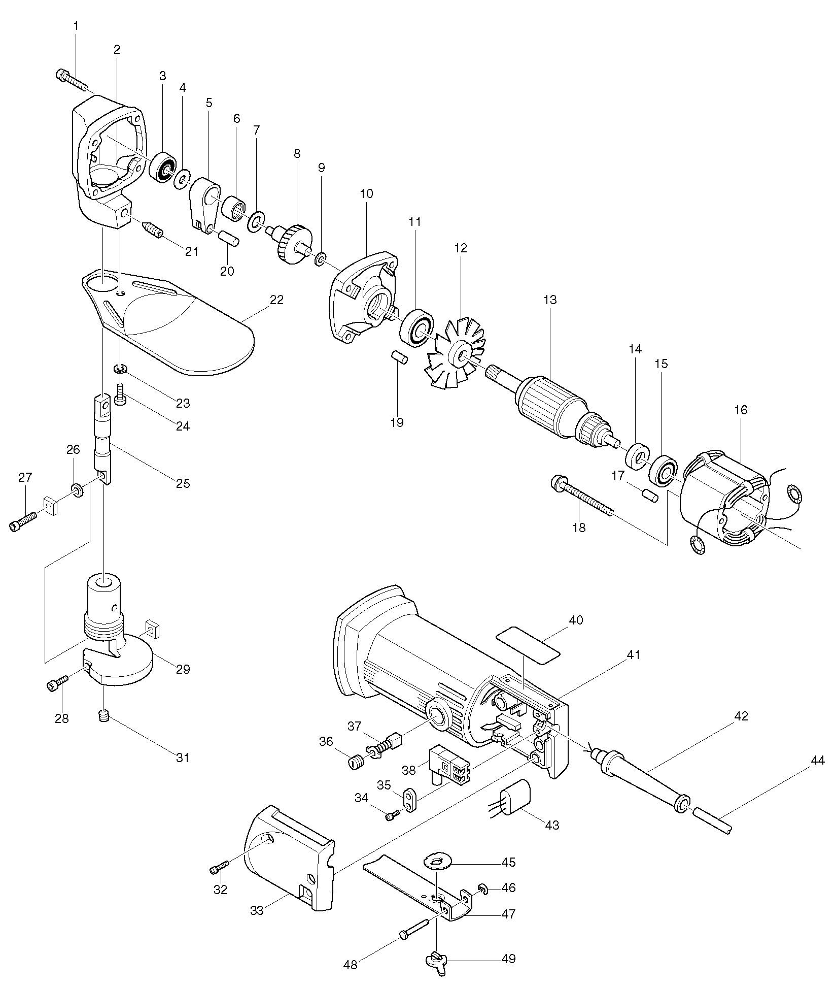 Makita JS1600 parts diagram, sheet 1