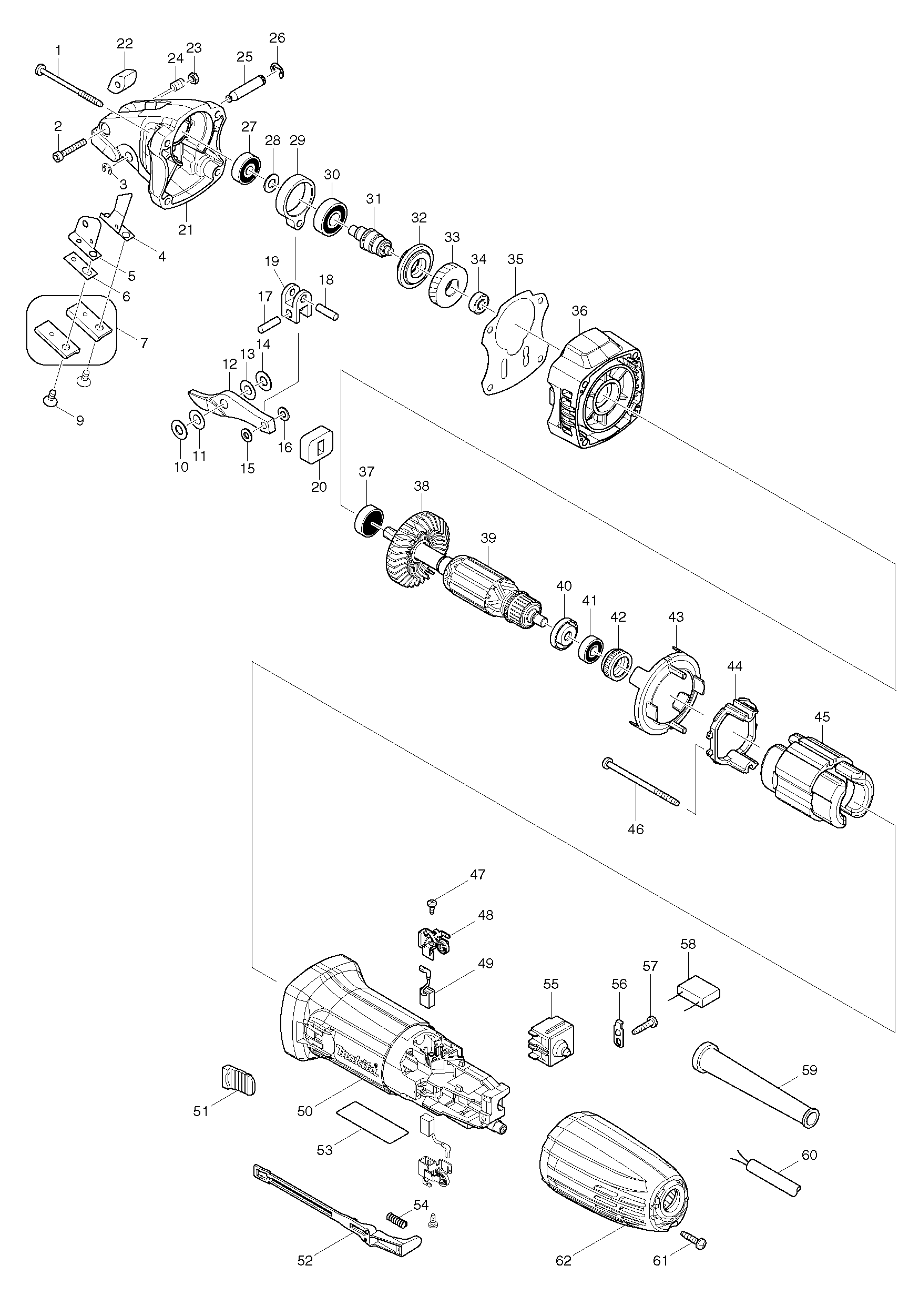 Makita JS1601 parts diagram, sheet 1