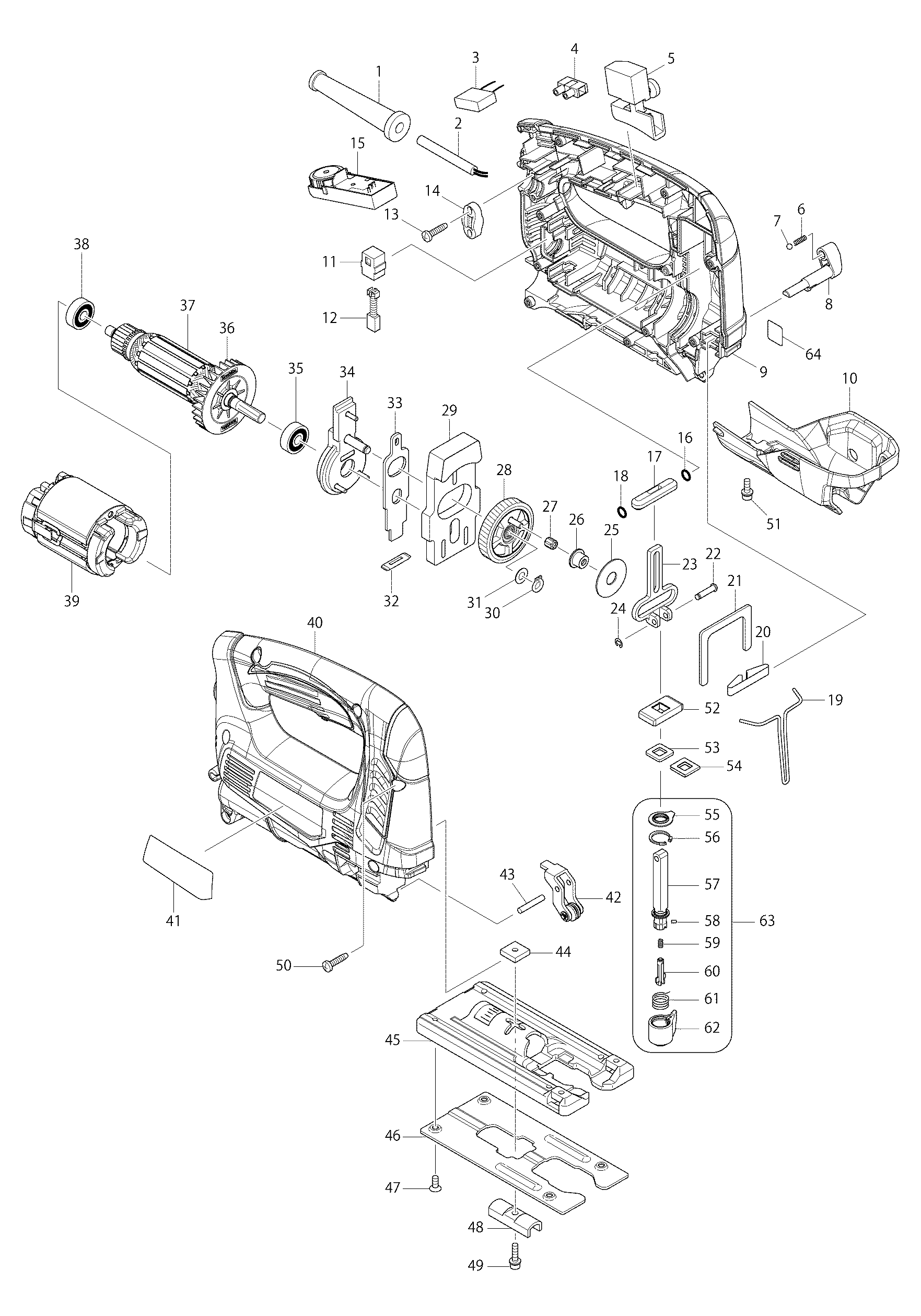 Makita JV0600 parts diagram, sheet 1