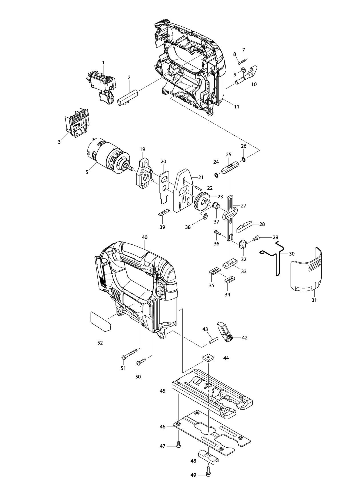 Makita JV183D parts diagram, sheet 1